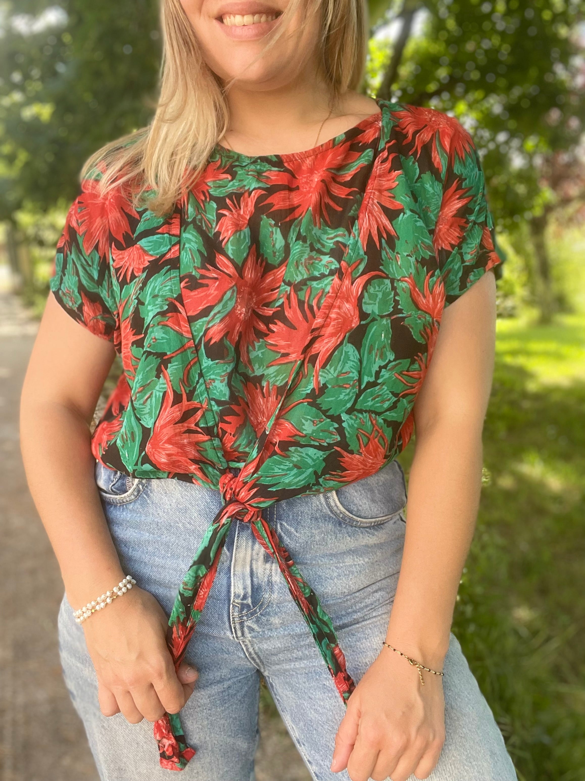 Blouse fluide vintage tropical 38