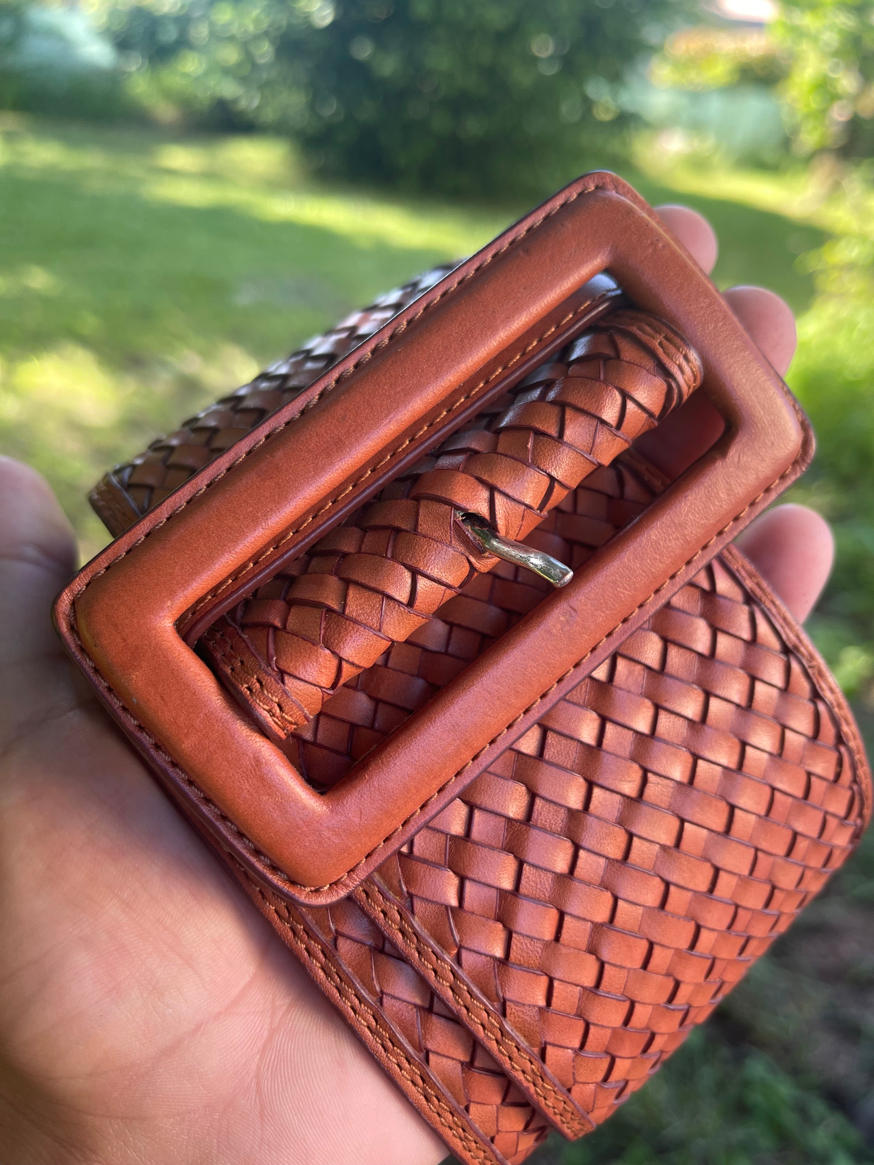 Ceinture vintage en cuir camel chaud