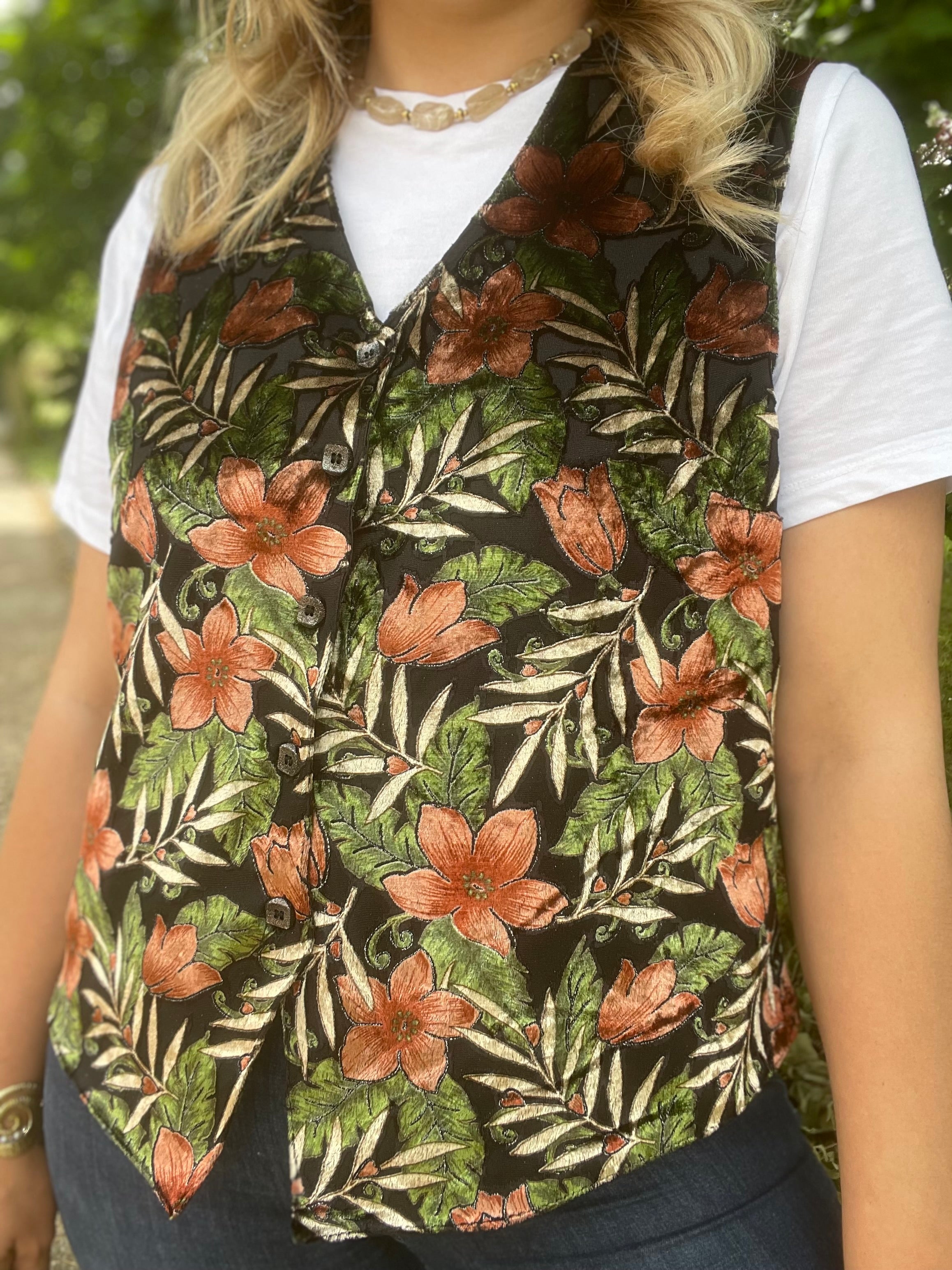 Gilet vintage fleuri 42