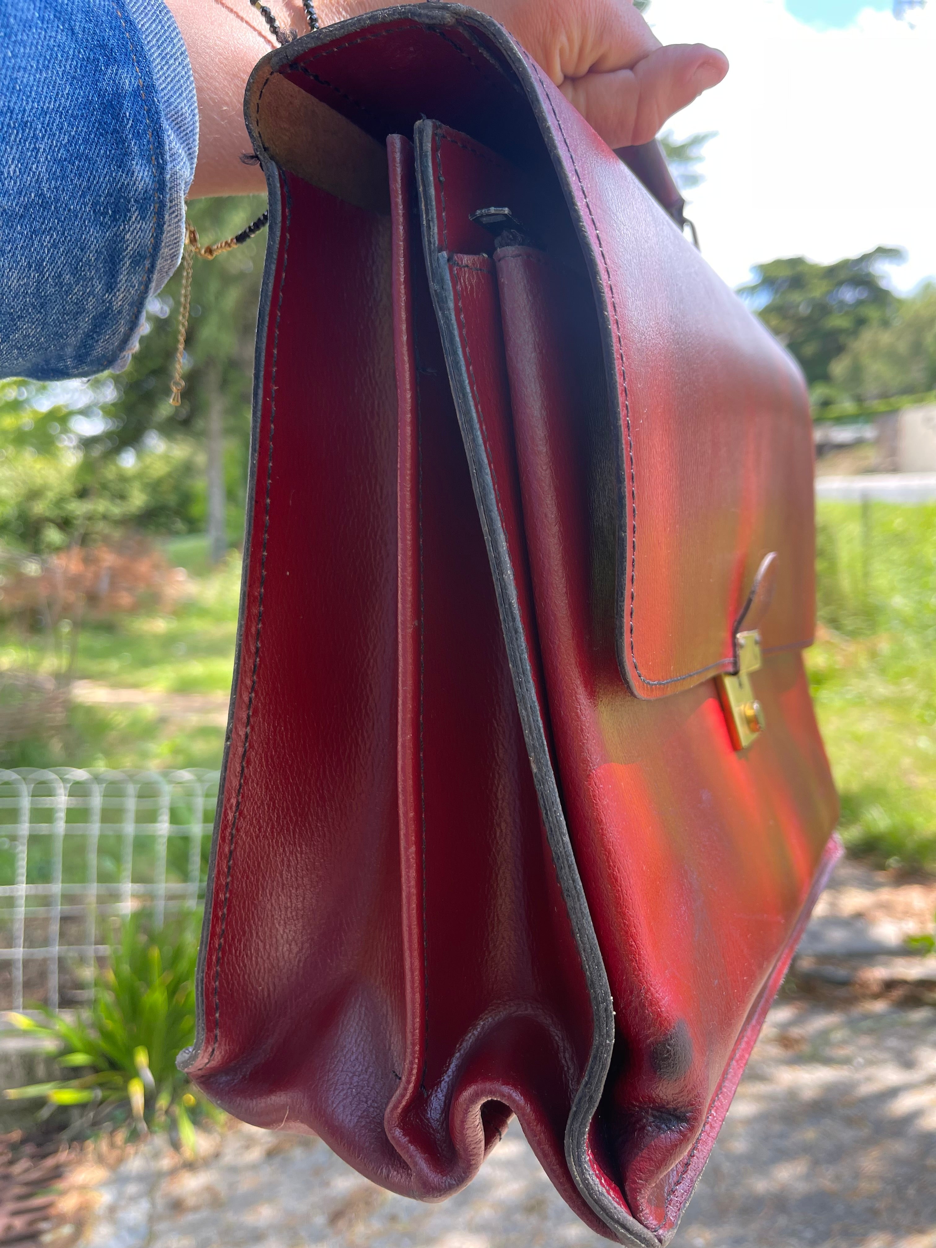 Sac cartable vintage en cuir