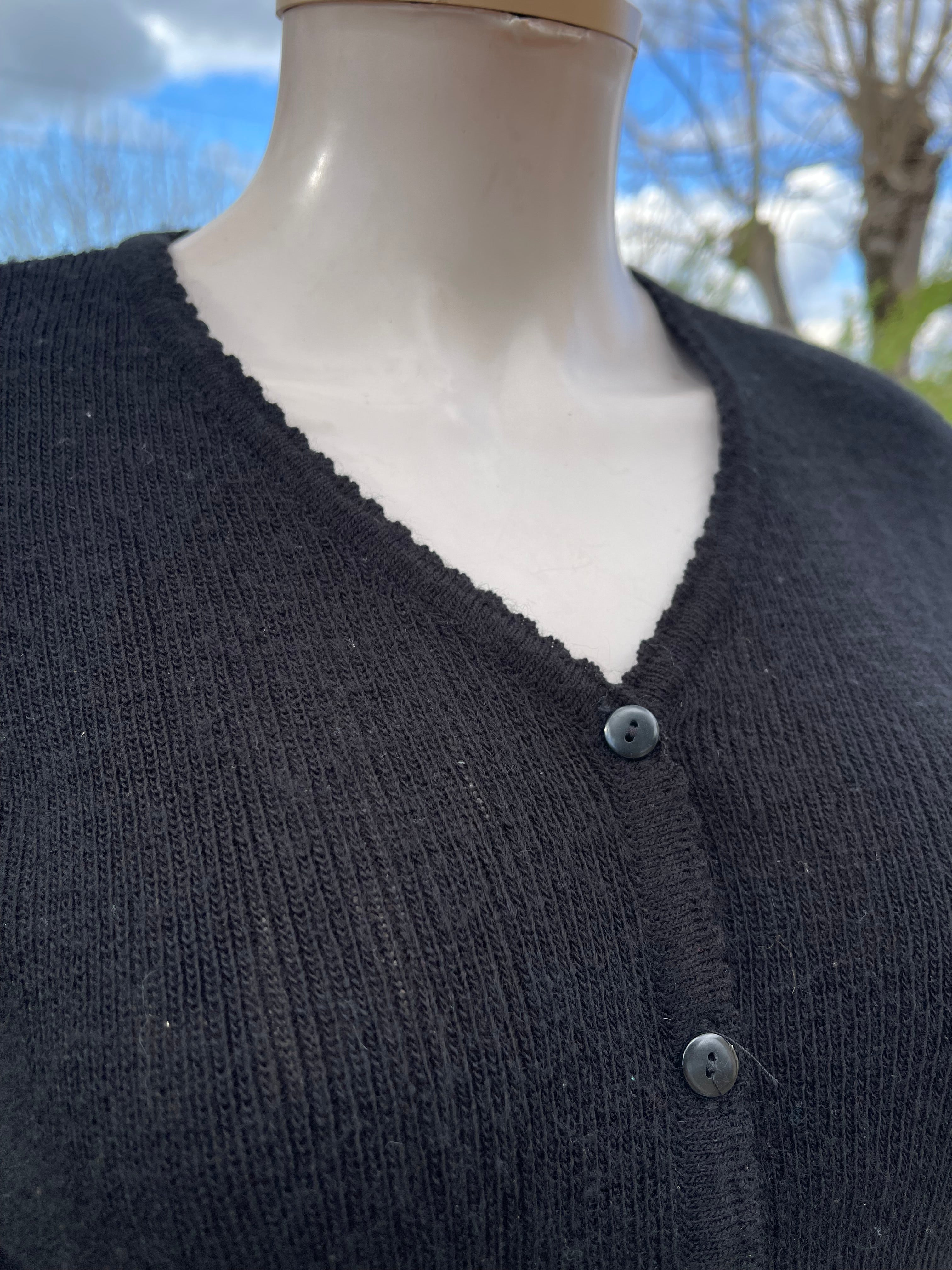 Cardigan vintage noir manches 3/4 taille 36
