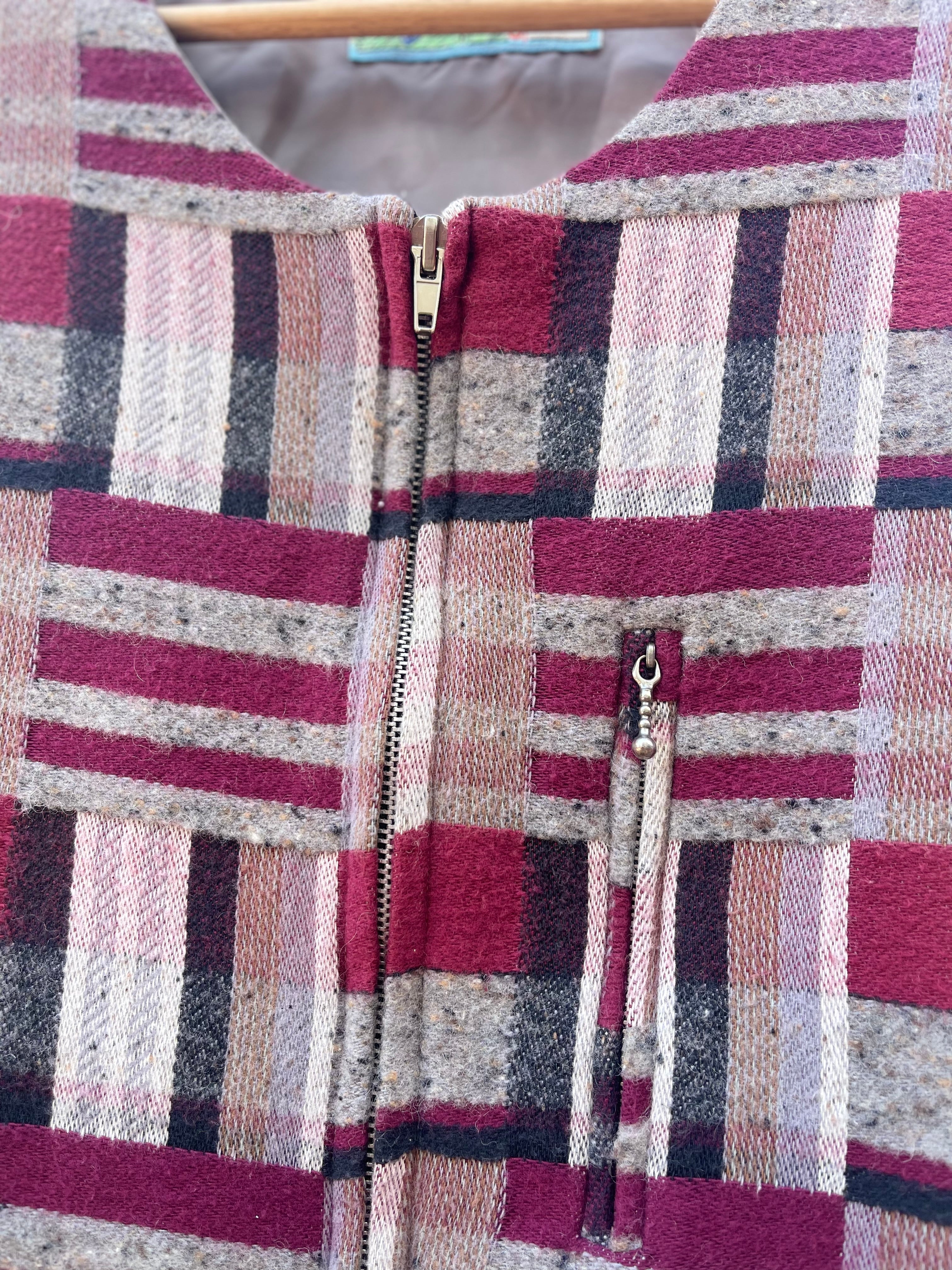 Gilet vintage patchwork laine – esprit 80s/90s