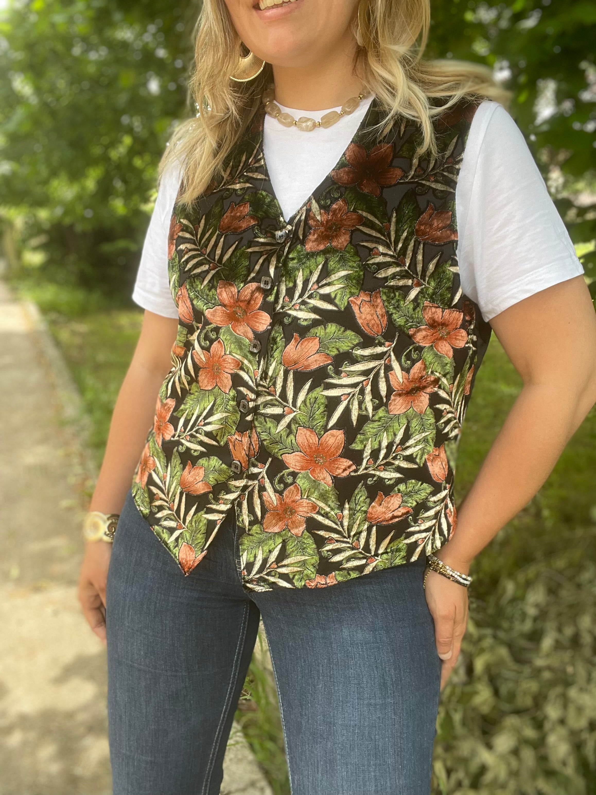 Gilet vintage fleuri 42