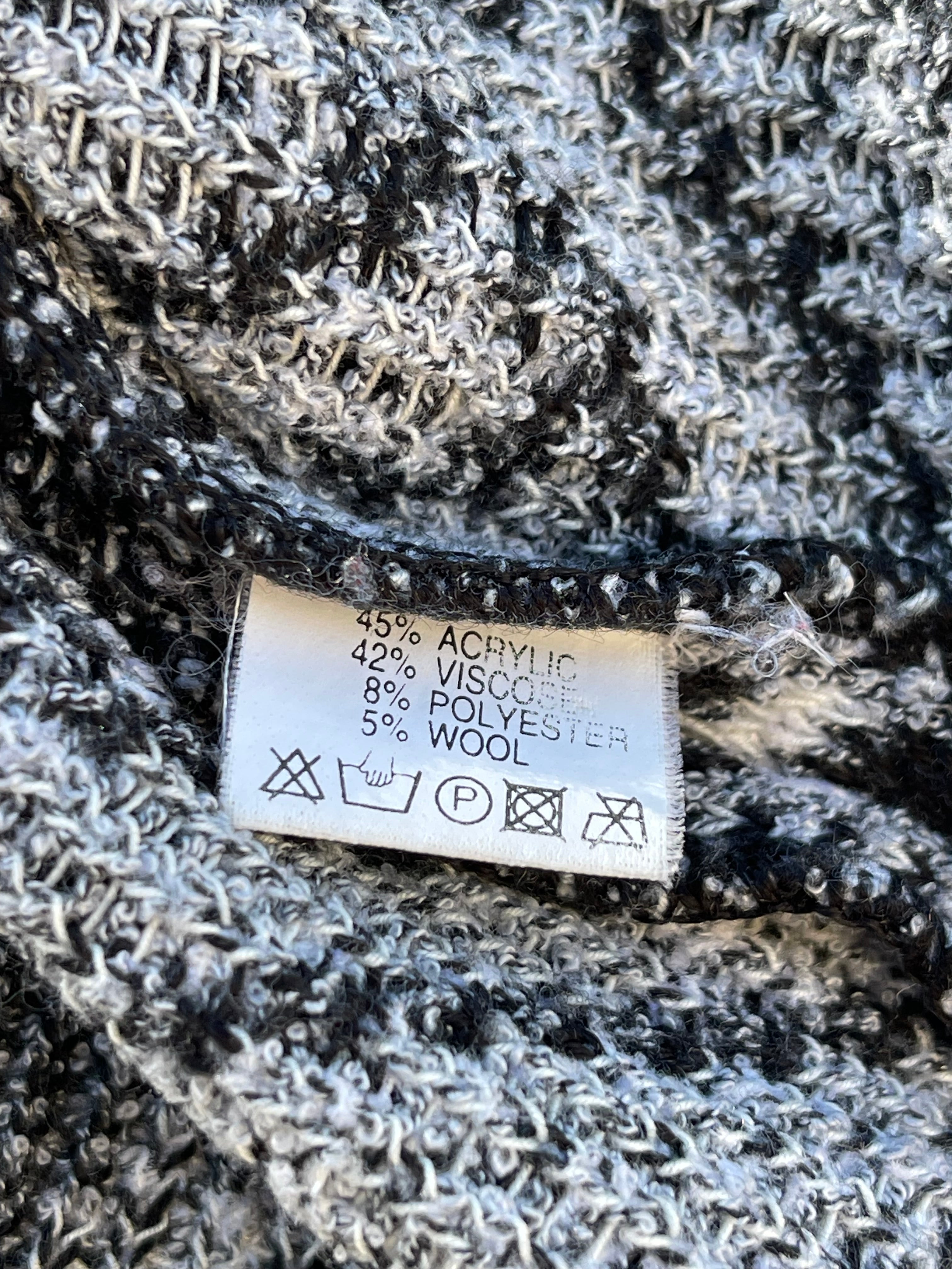 Pull vintage noir & blanc à motifs baroques – Philippe le Bac – Taille 40/42