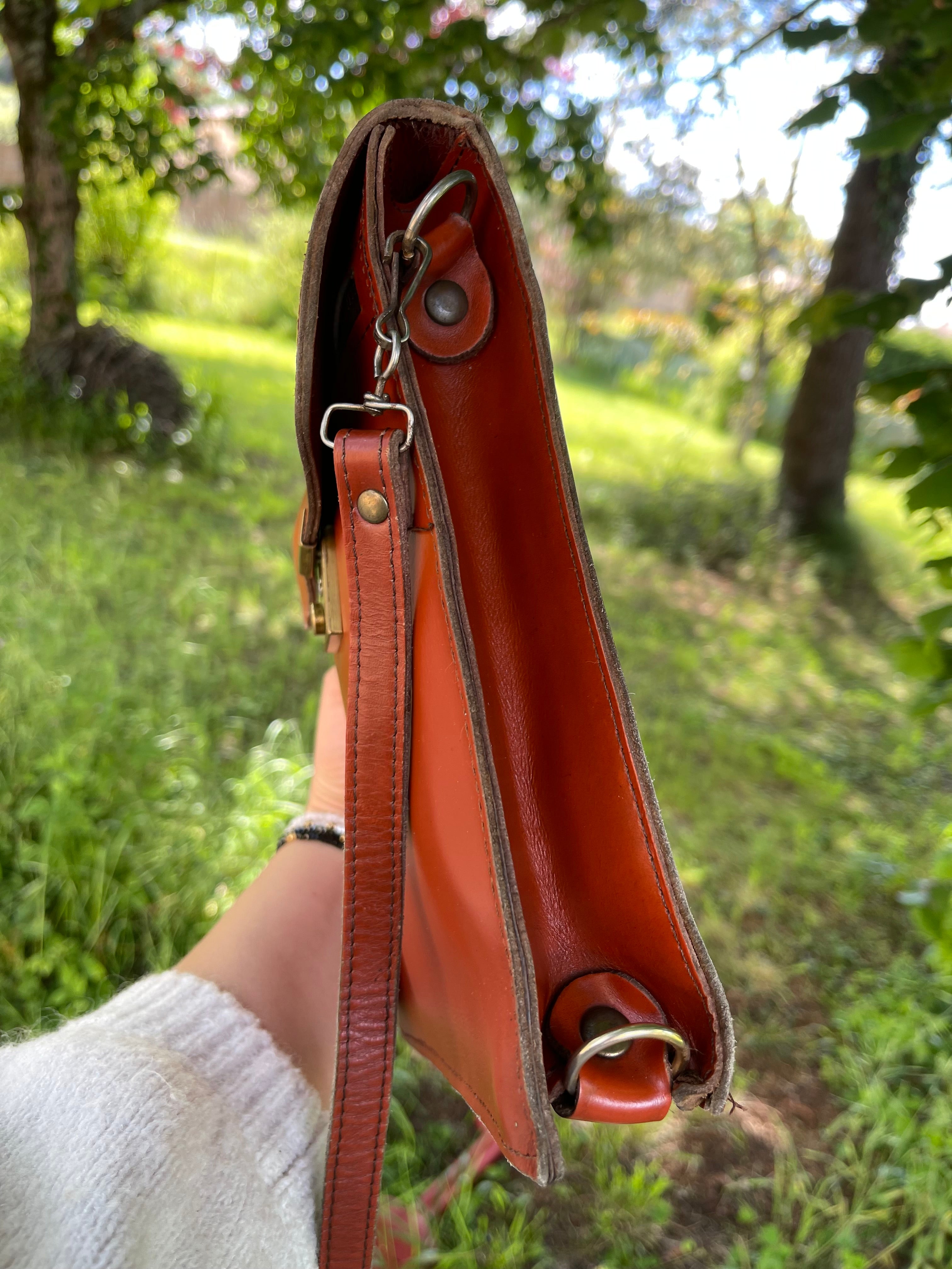 Sac en cuir caramel année 70/80