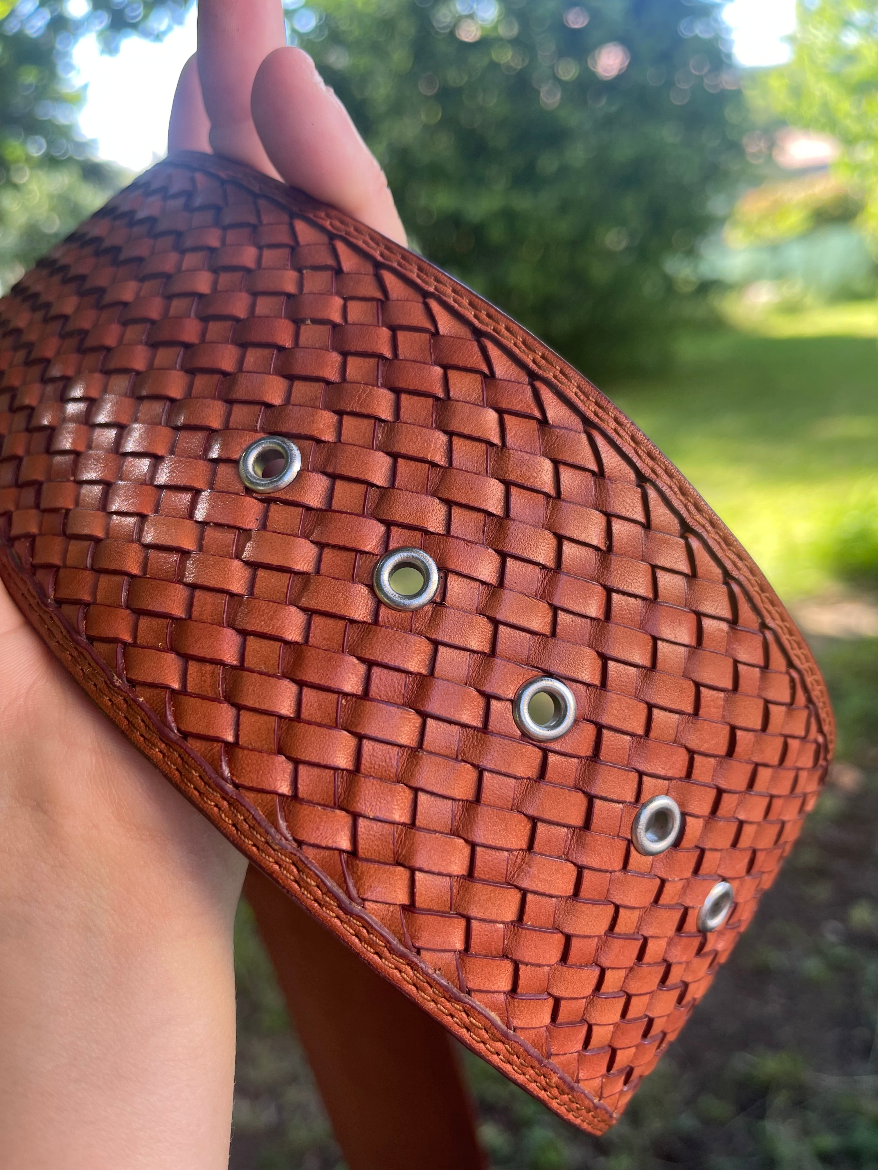 Ceinture vintage en cuir camel chaud