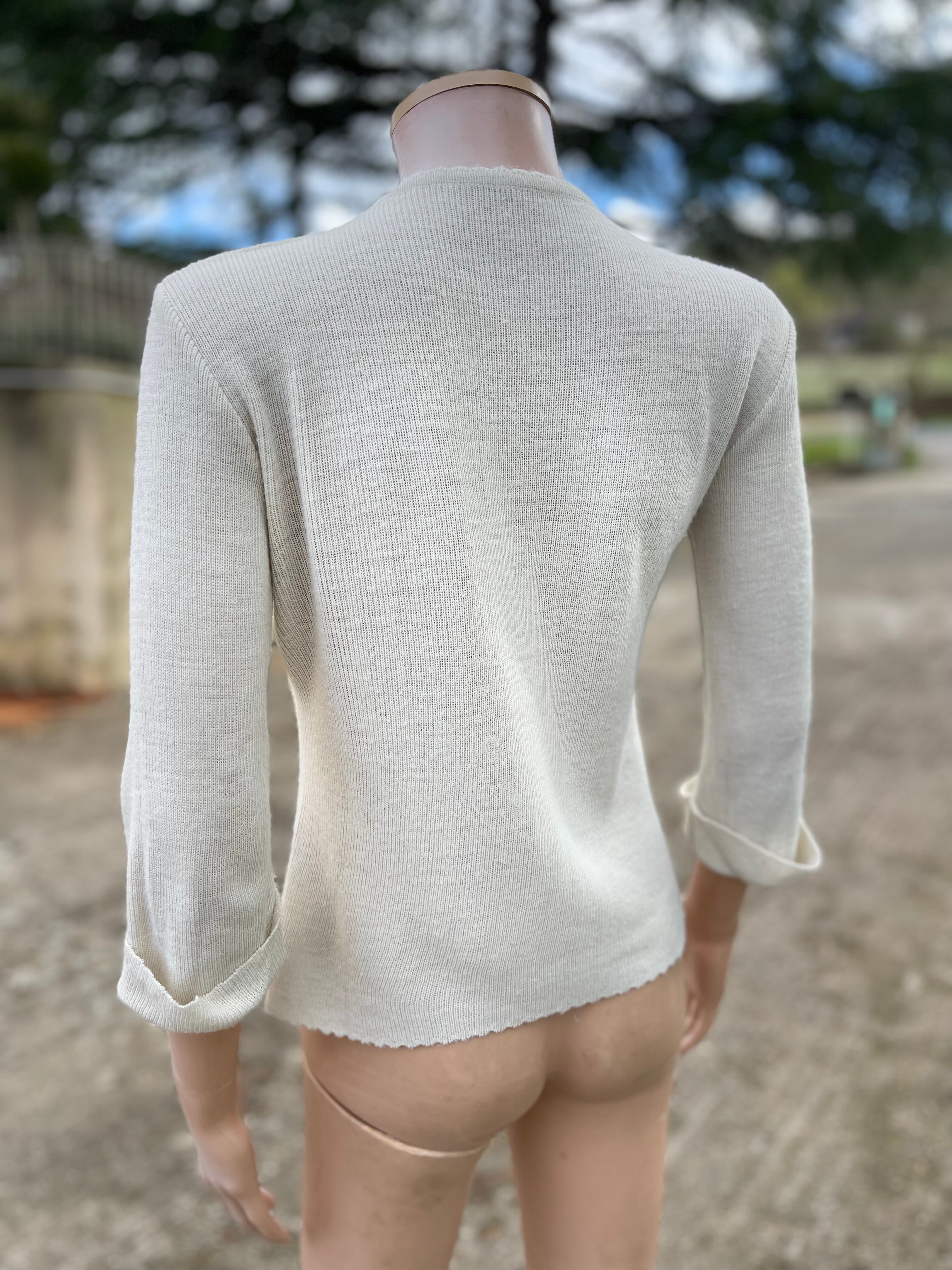 Cardigan vintage crème manches 3/4 taille 36