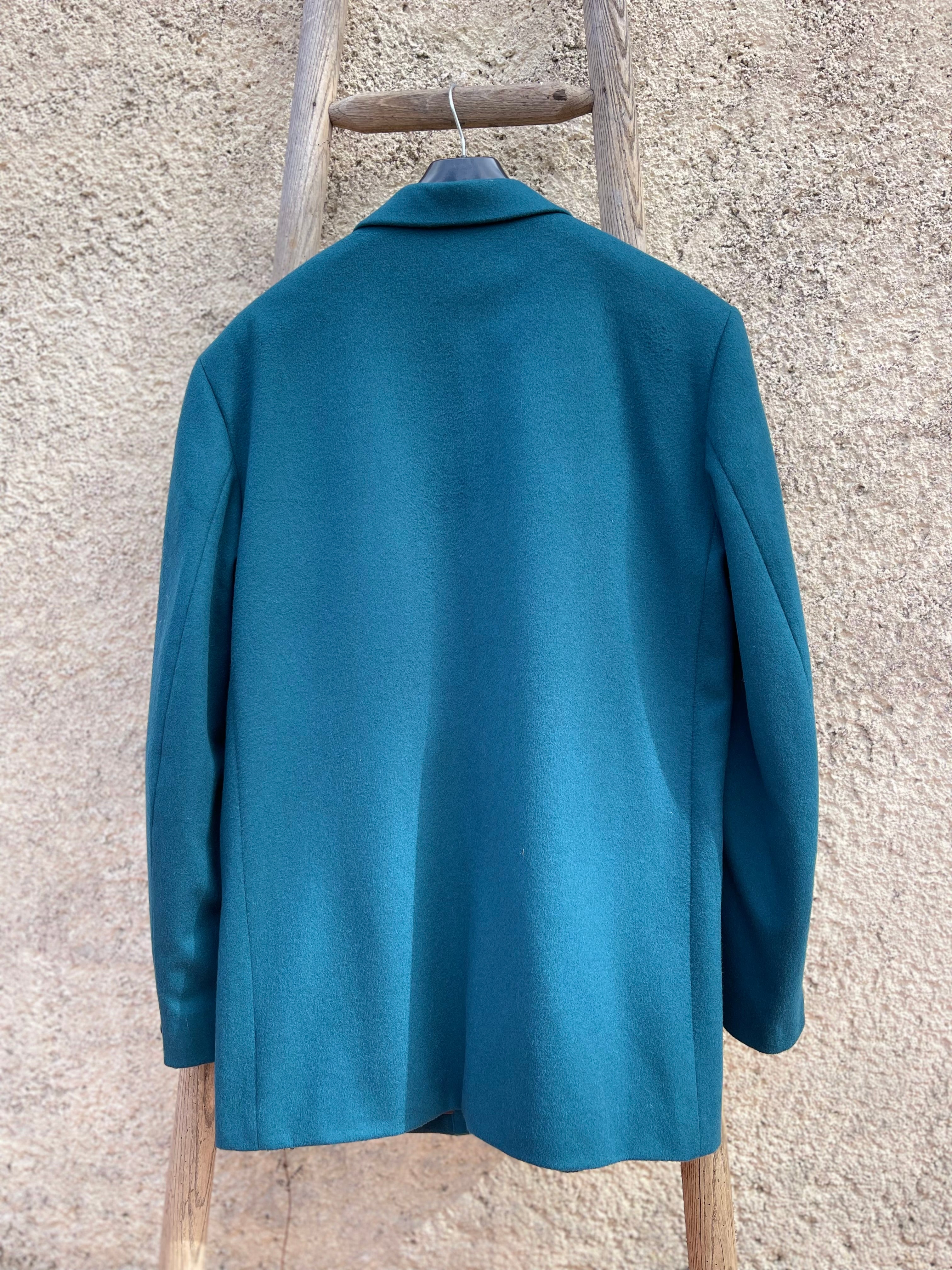 Blazer vintage bleu pétrole – laine & cachemire