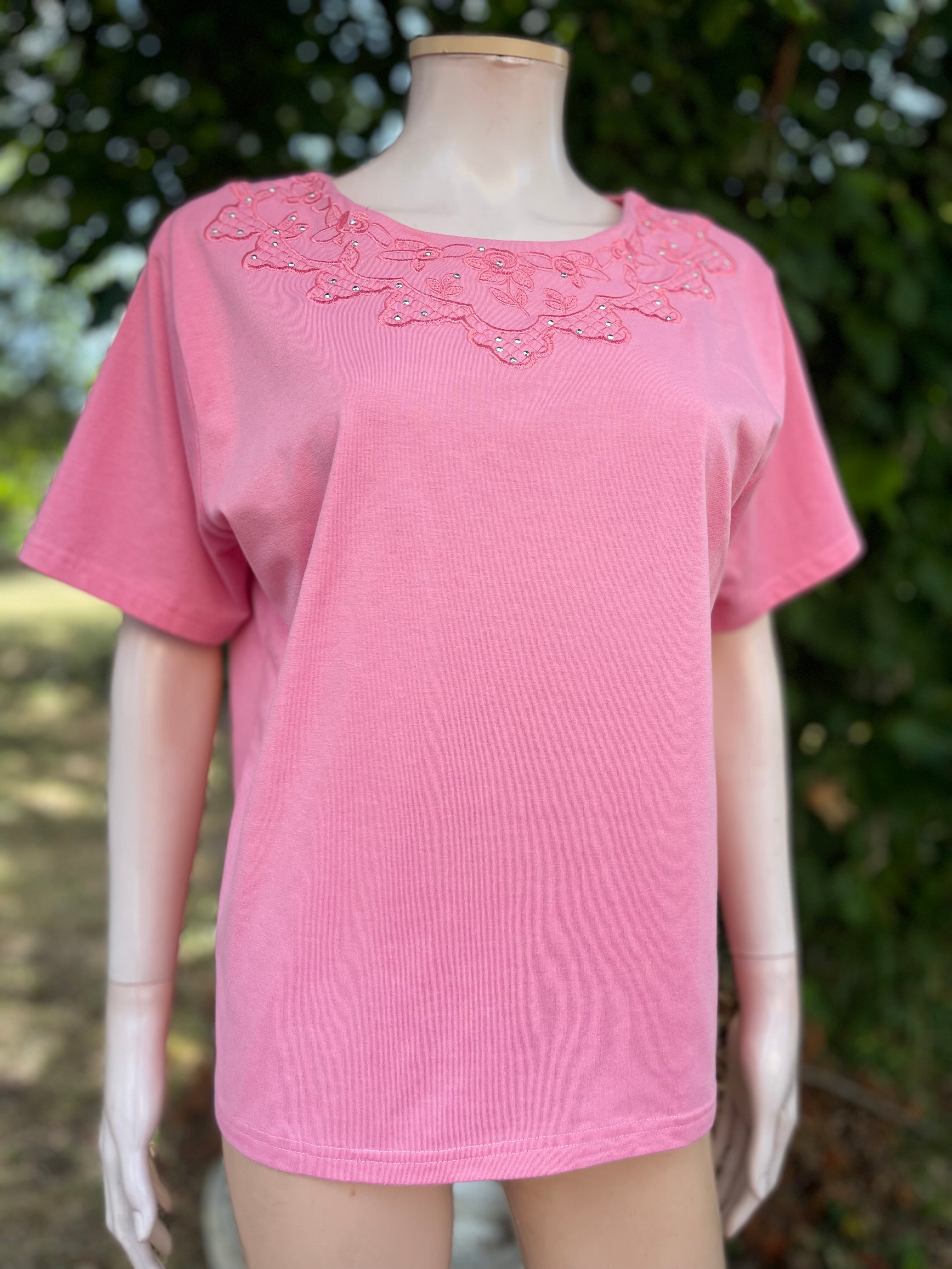 Teeshirt brodé rose 40-42