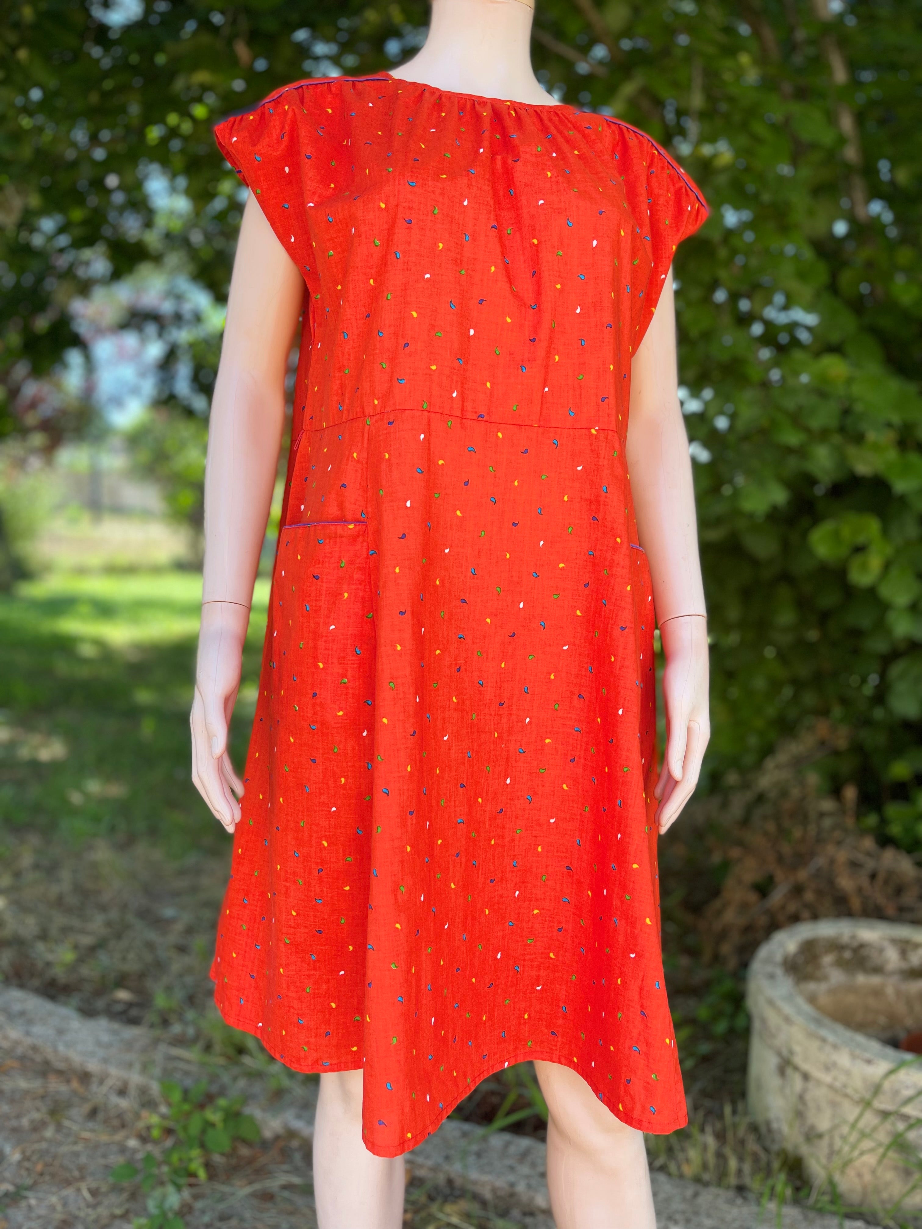 Robe vintage rouge vif 44-46