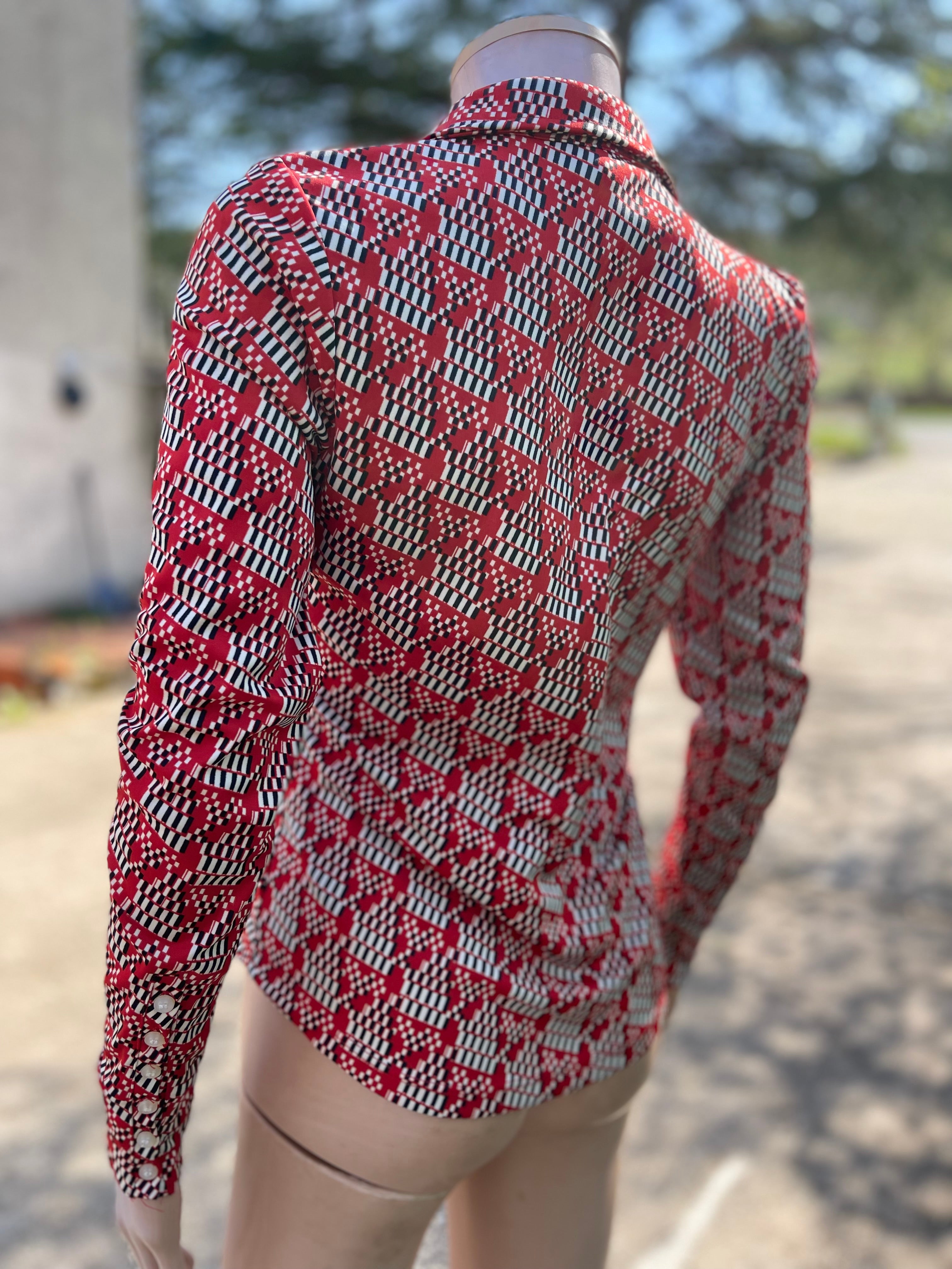 Chemise vintage cintrée motif graphique – 34/36