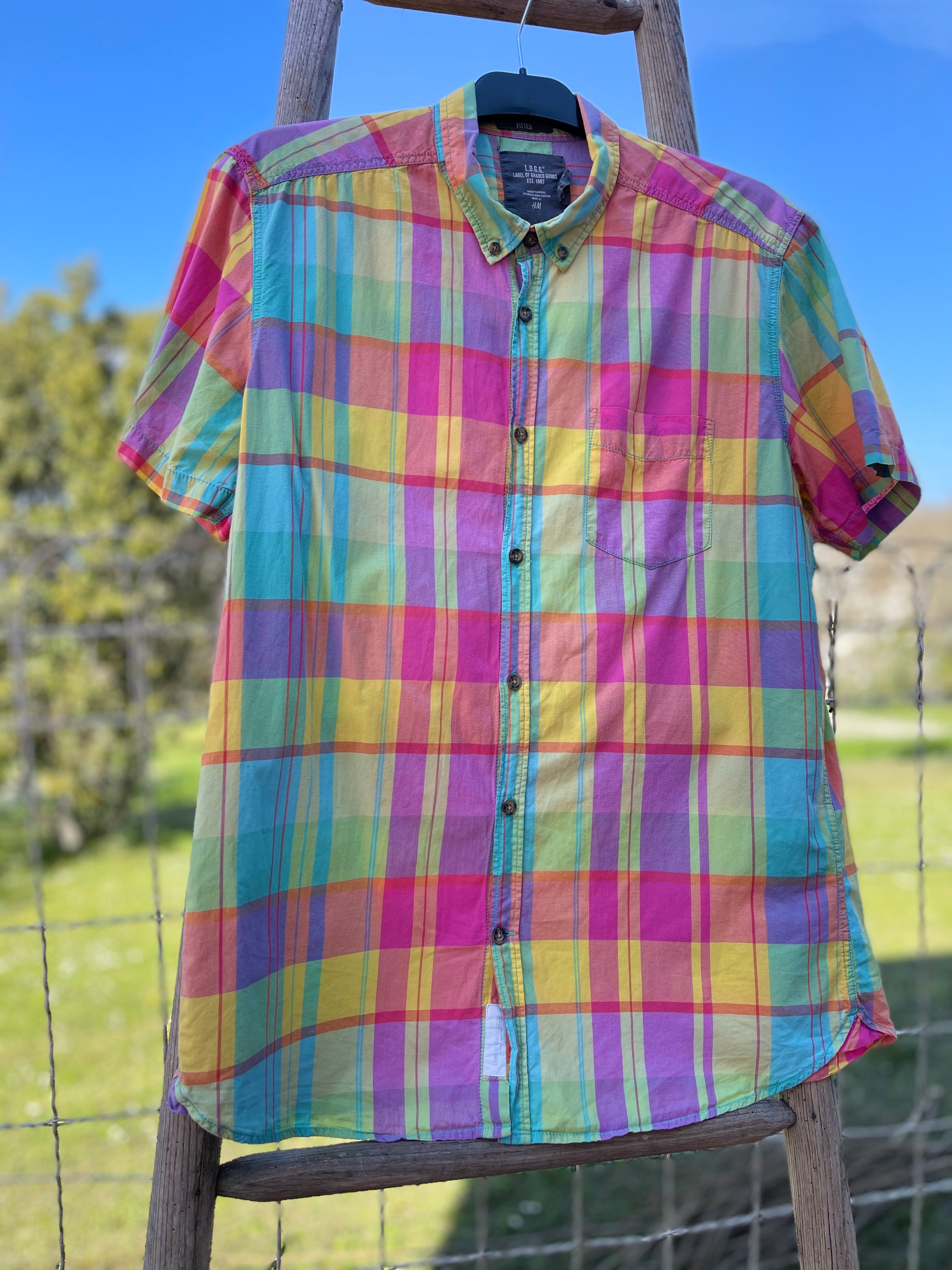 Chemise vintage H&M carreaux multicolores – été