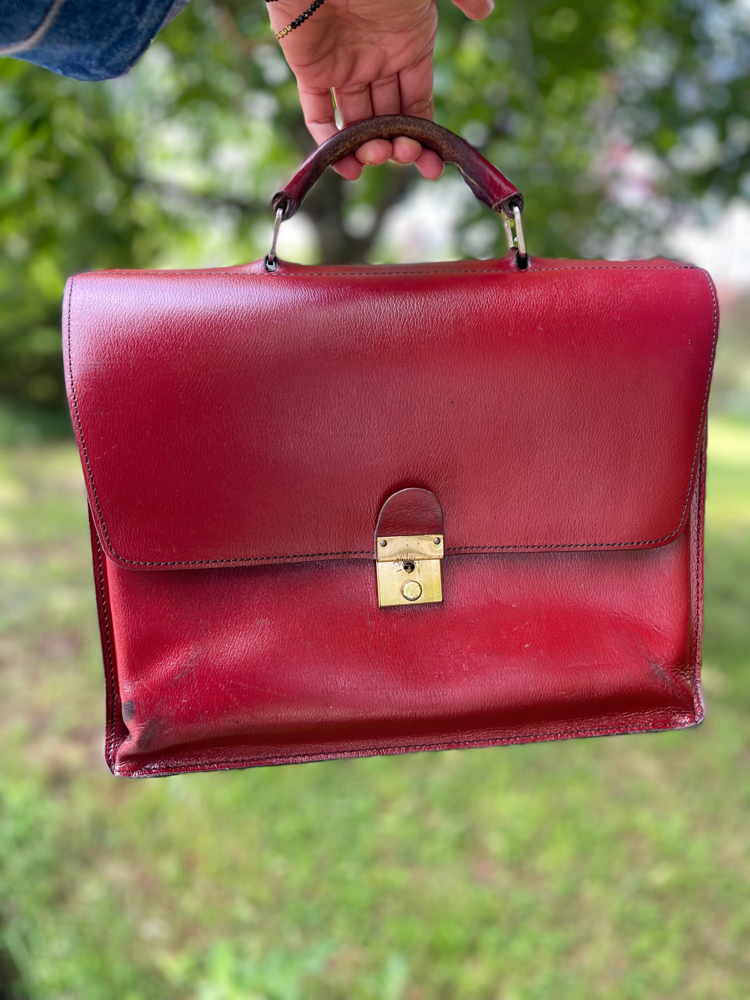 Sac cartable vintage en cuir