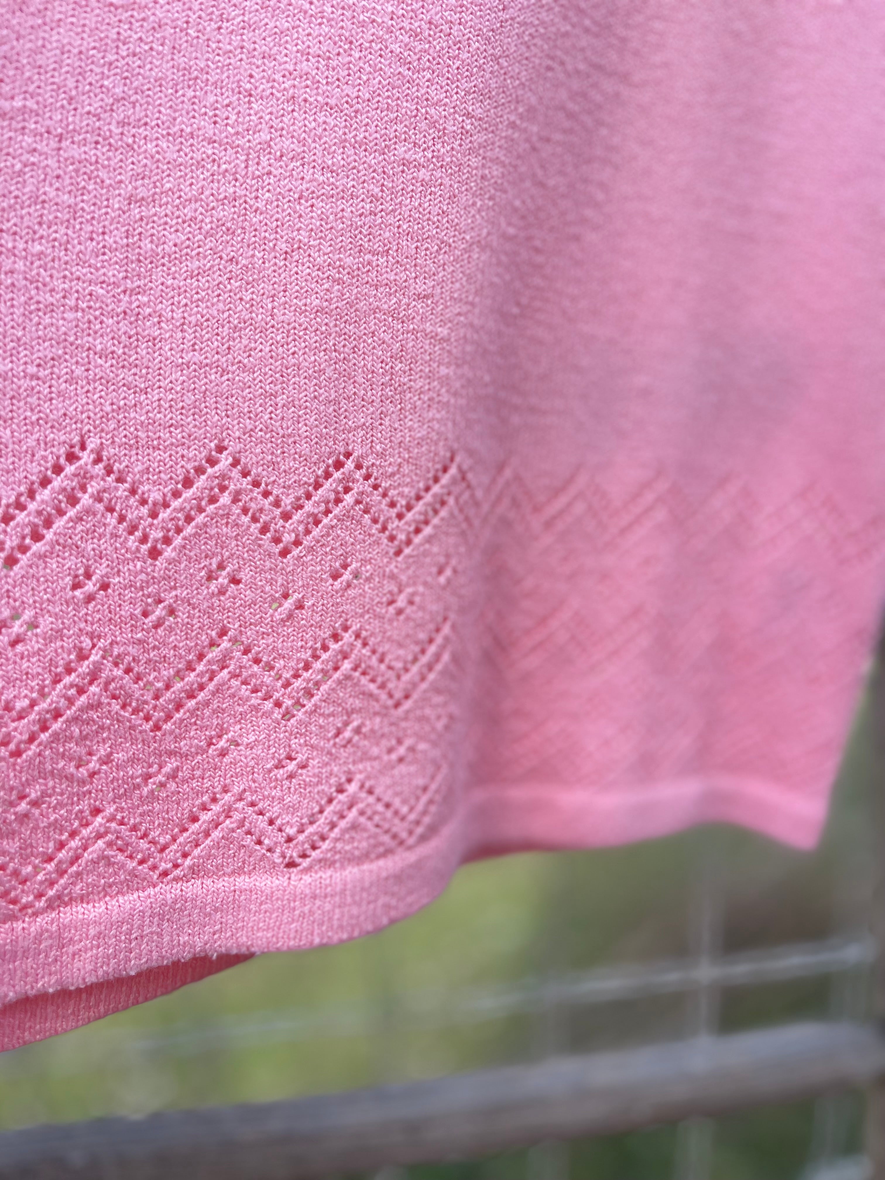 Top vintage rose maille fine – esprit 80s