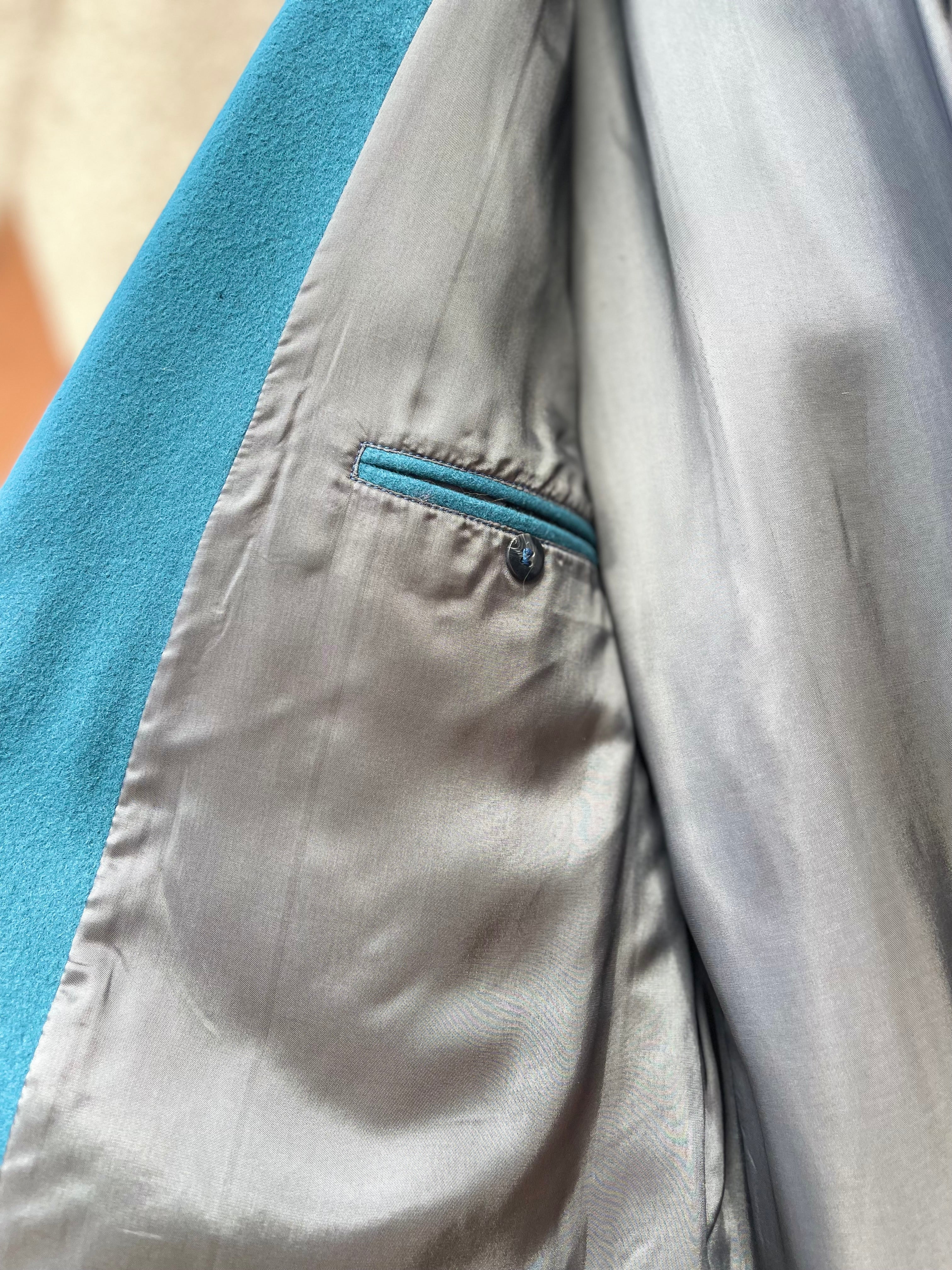 Blazer vintage bleu pétrole – laine & cachemire