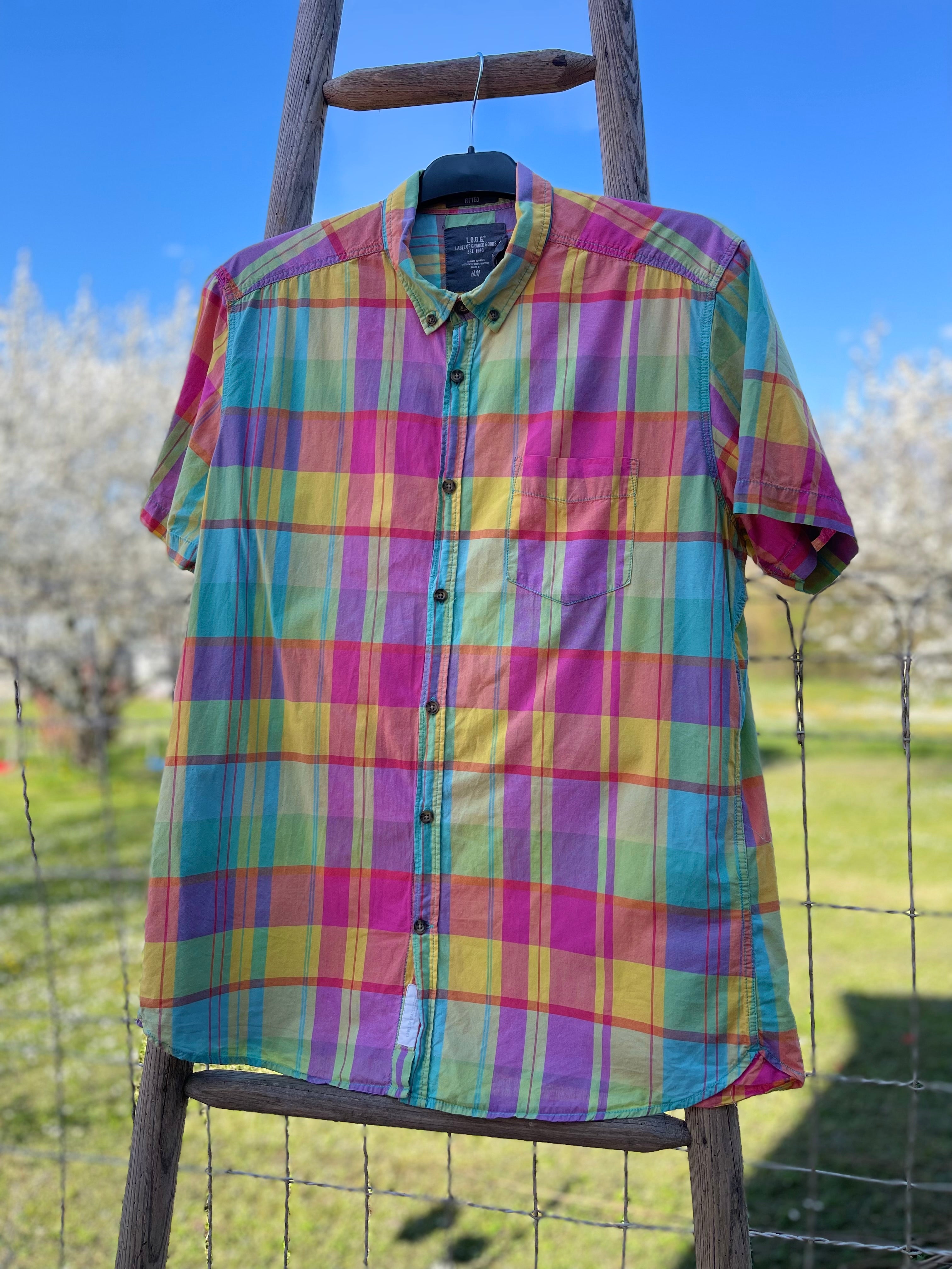 Chemise vintage H&M carreaux multicolores – été