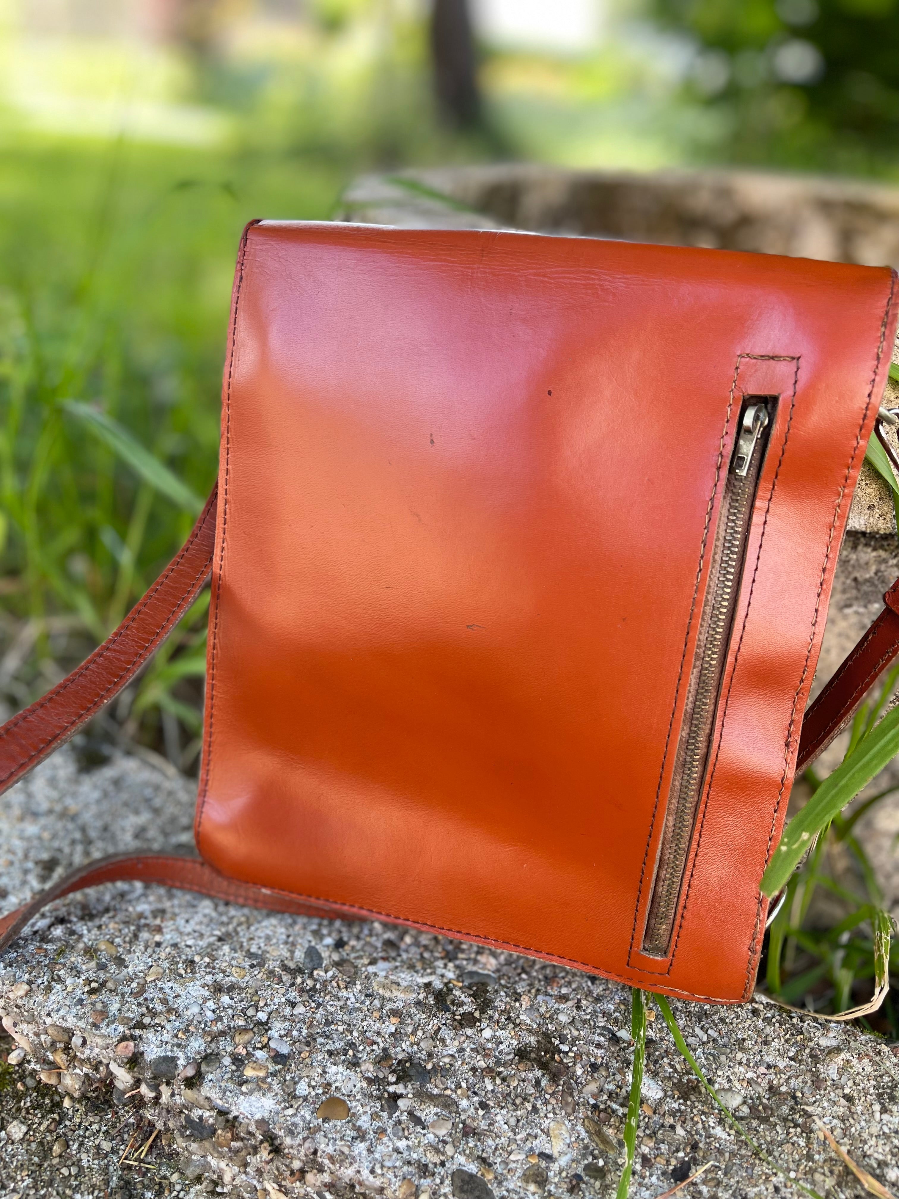 Sac en cuir caramel année 70/80