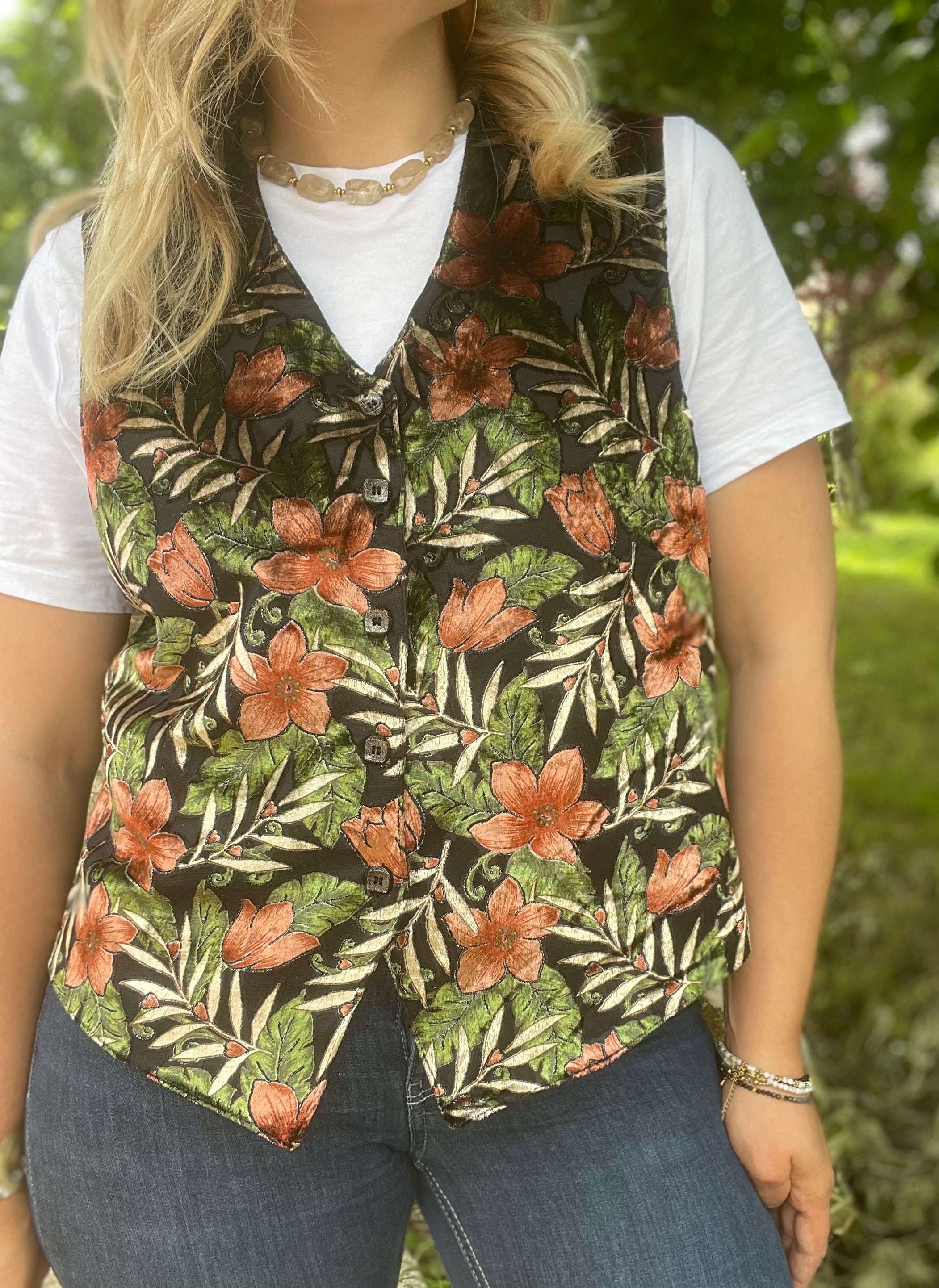 Gilet vintage fleuri 42