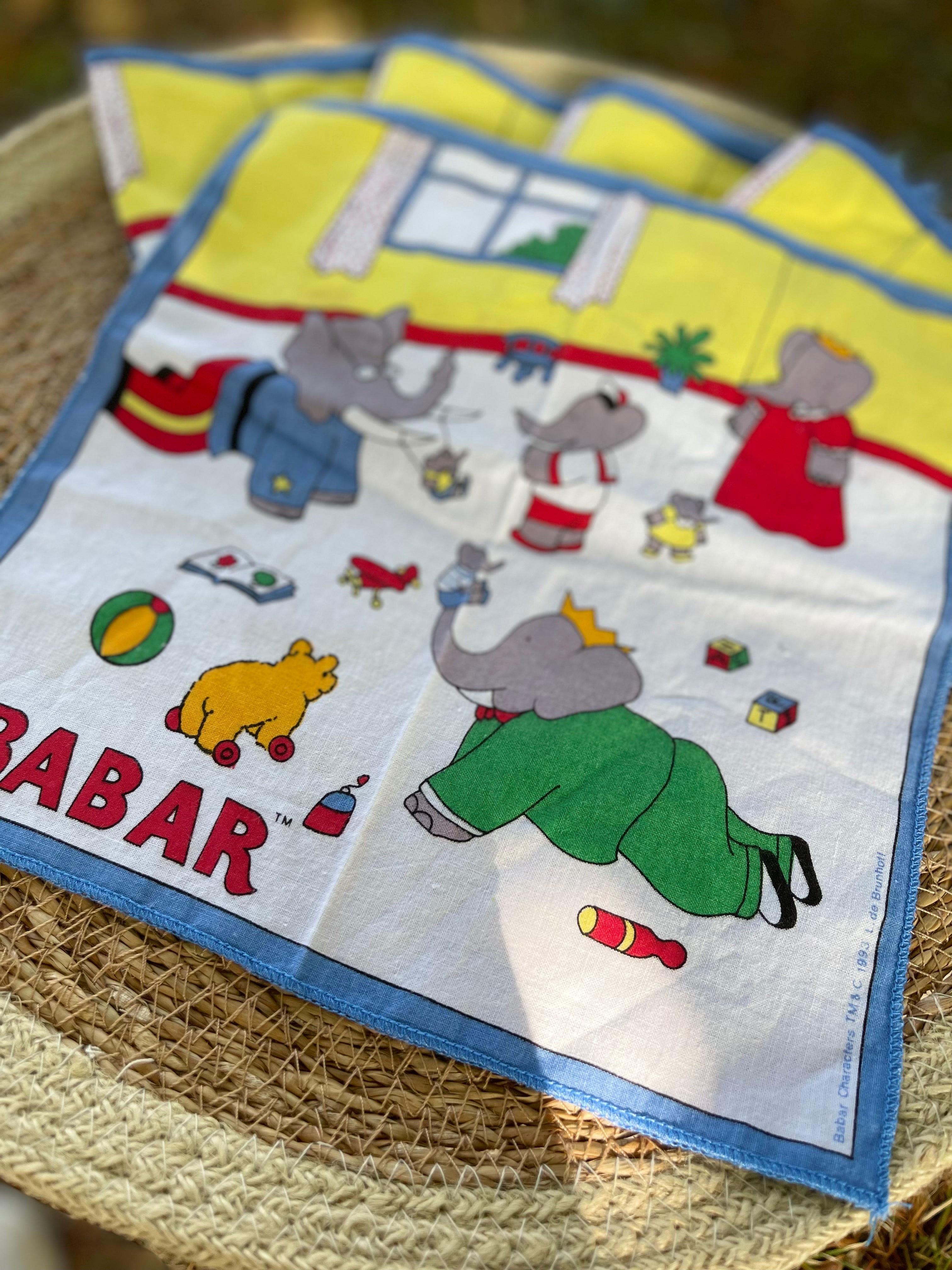 Lot de 5 mouchoirs Babar 1993