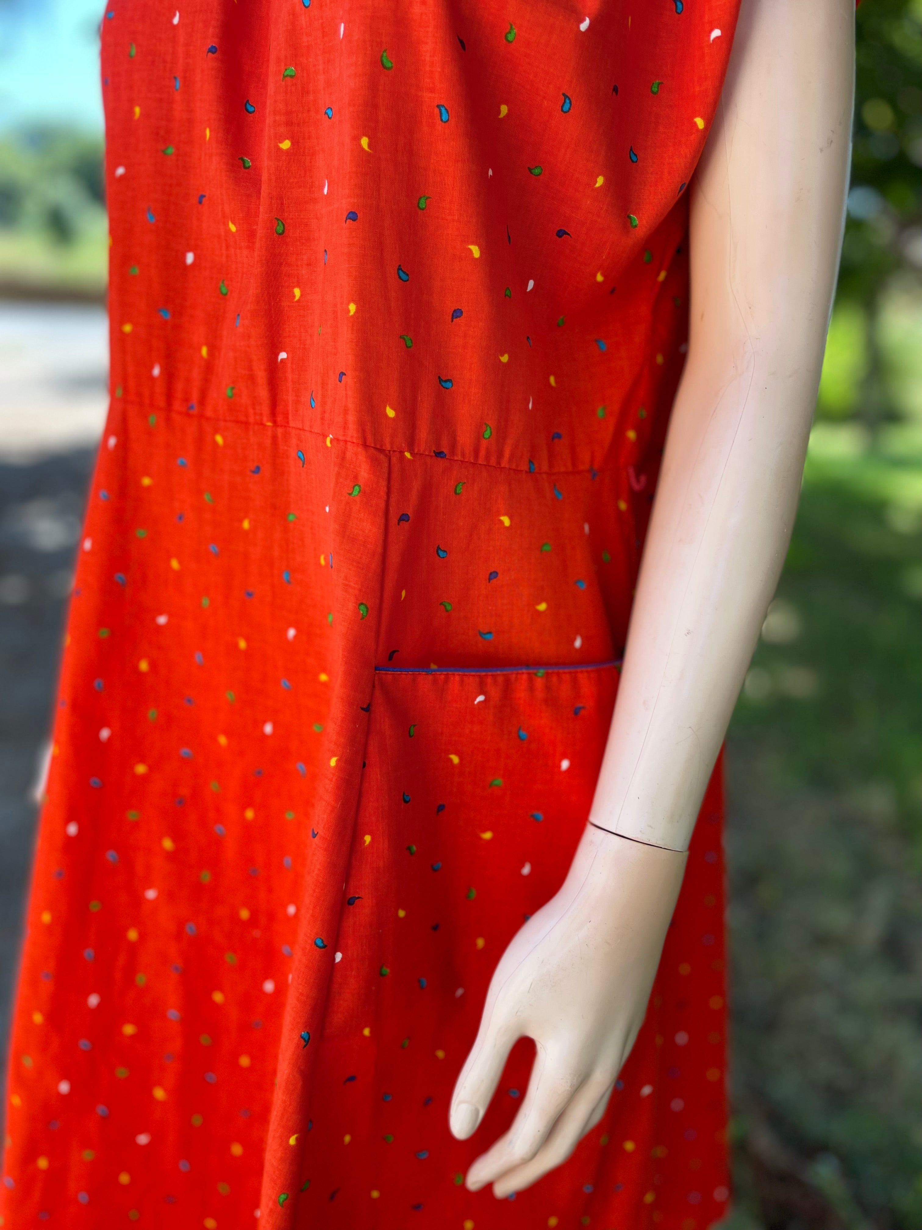 Robe vintage rouge vif 44-46