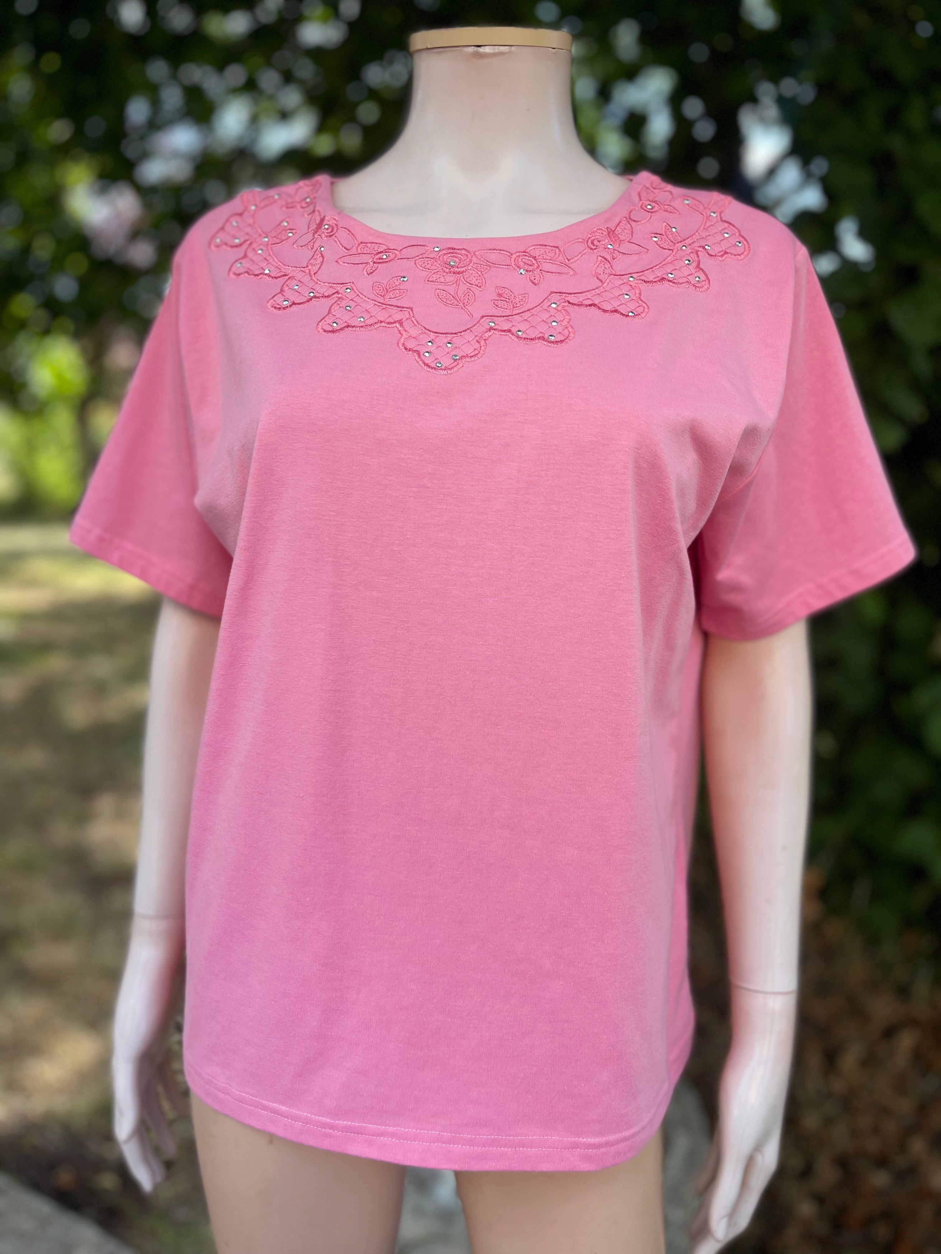 Teeshirt brodé rose 40-42