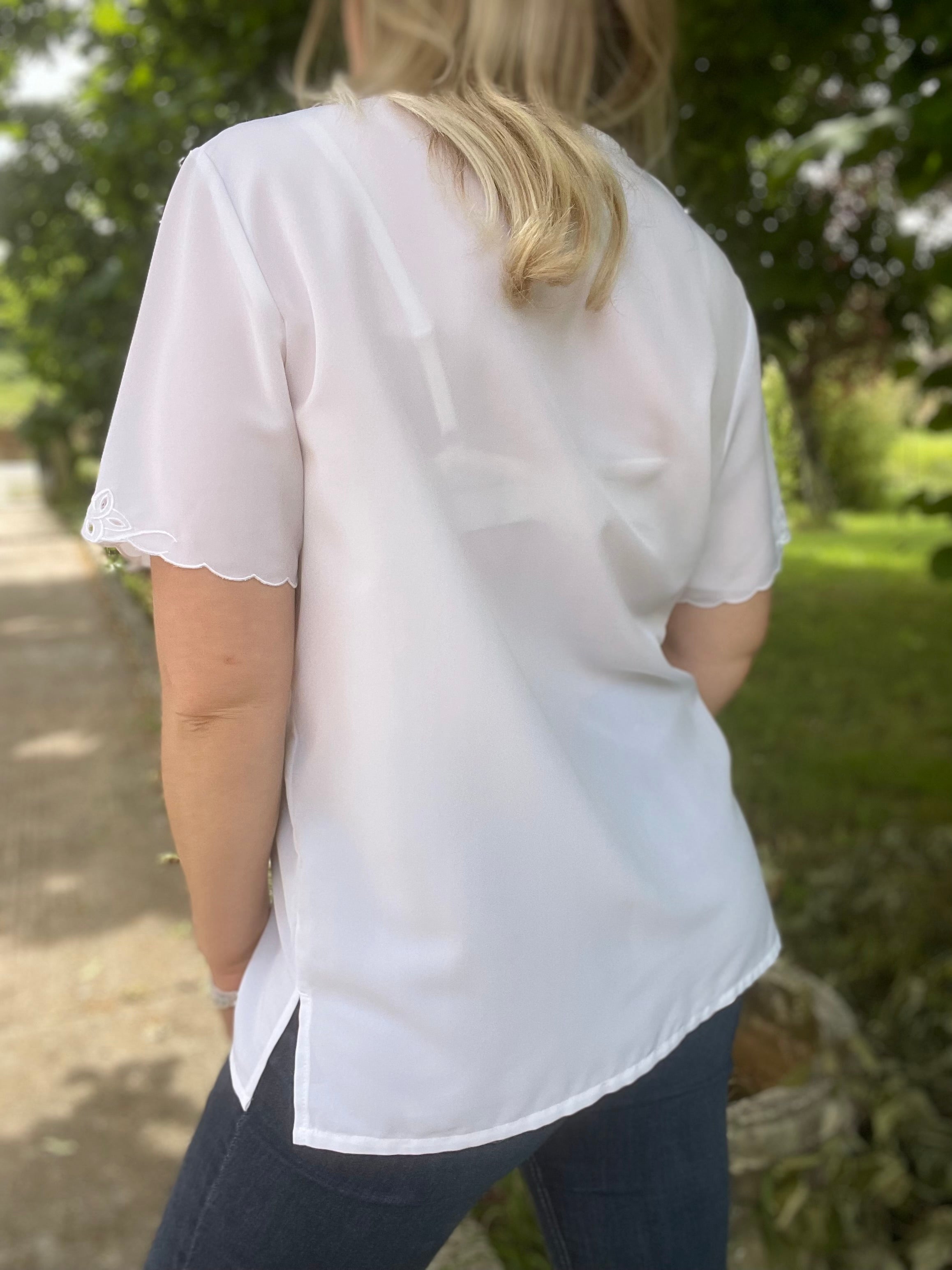 Blouse vintage blanche brodée 40-42
