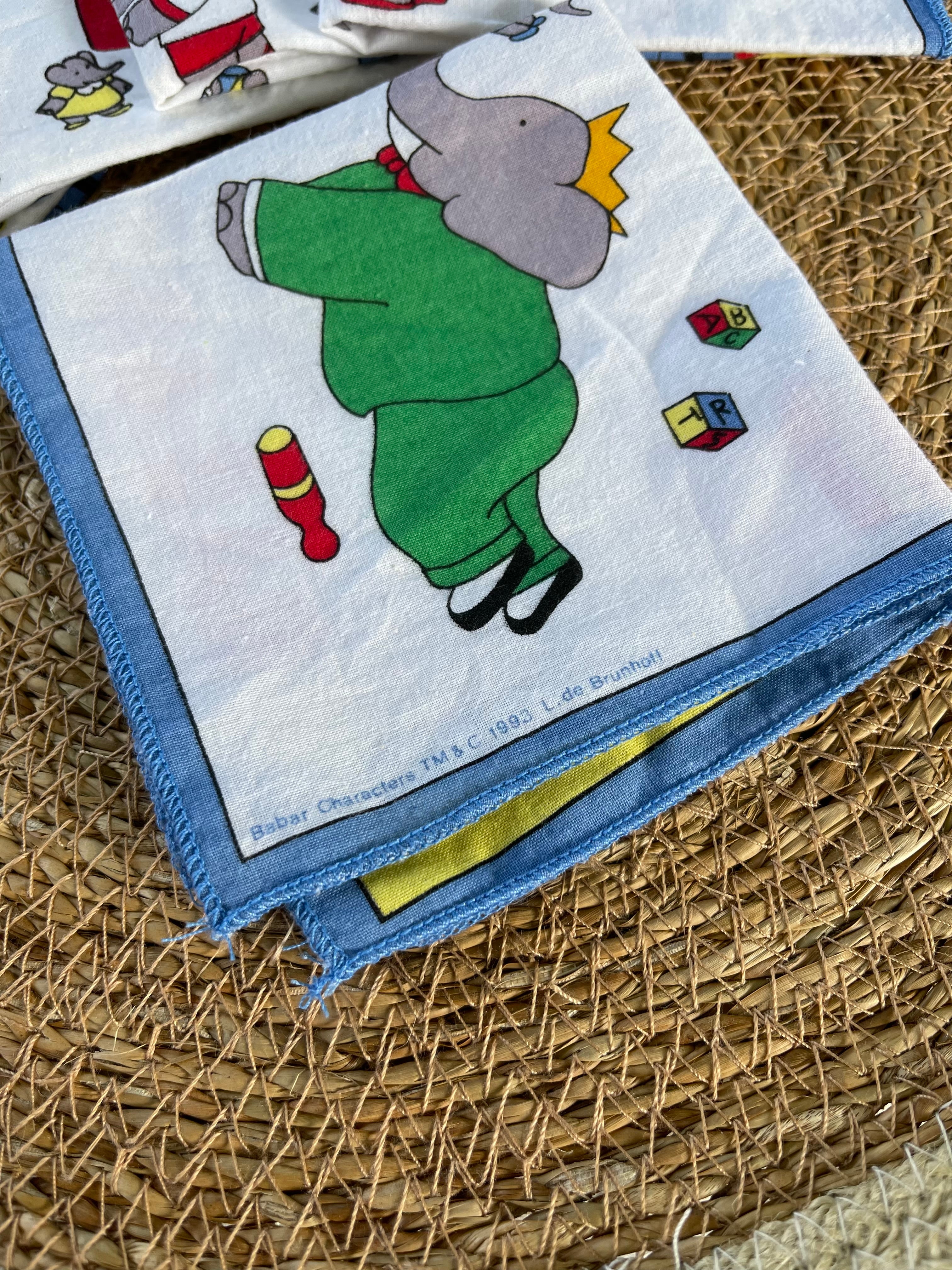 Lot de 5 mouchoirs Babar 1993