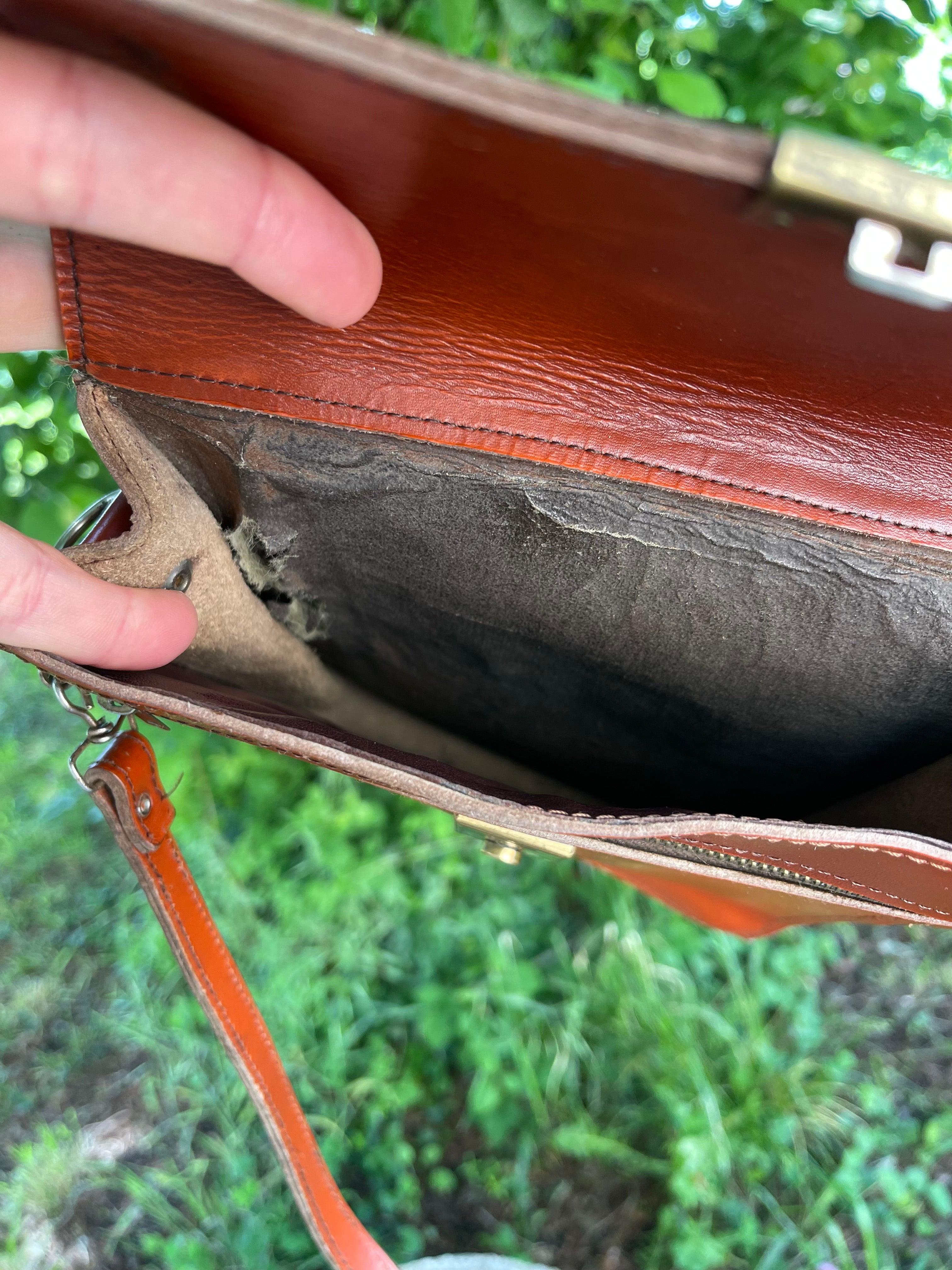 Sac en cuir caramel année 70/80