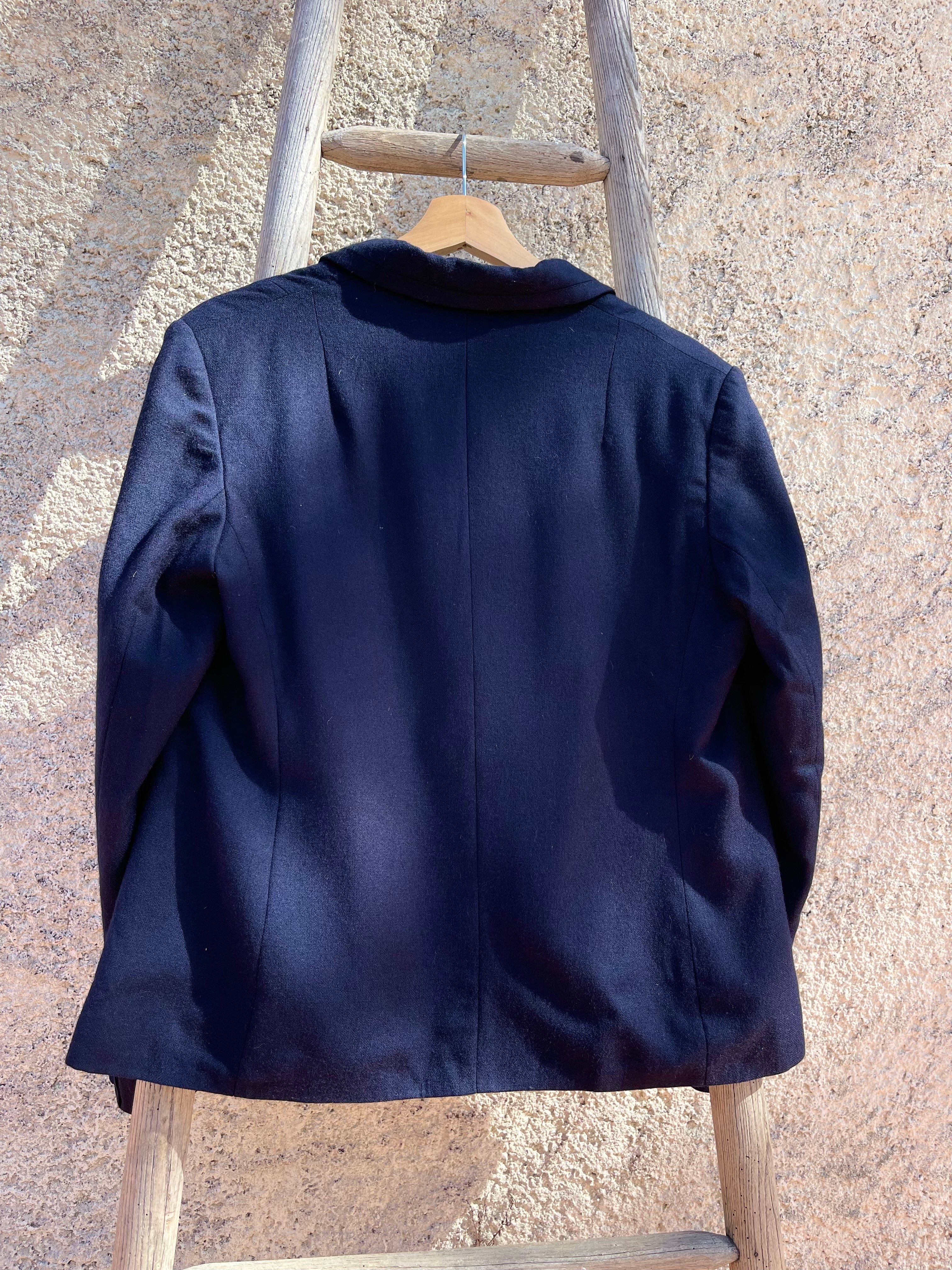 Blazer vintage bleu marine – pure laine vierge