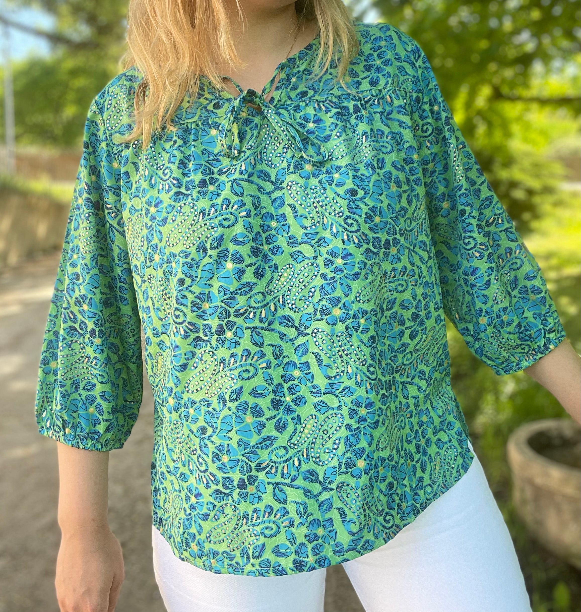Blouse bohème vert turquoise