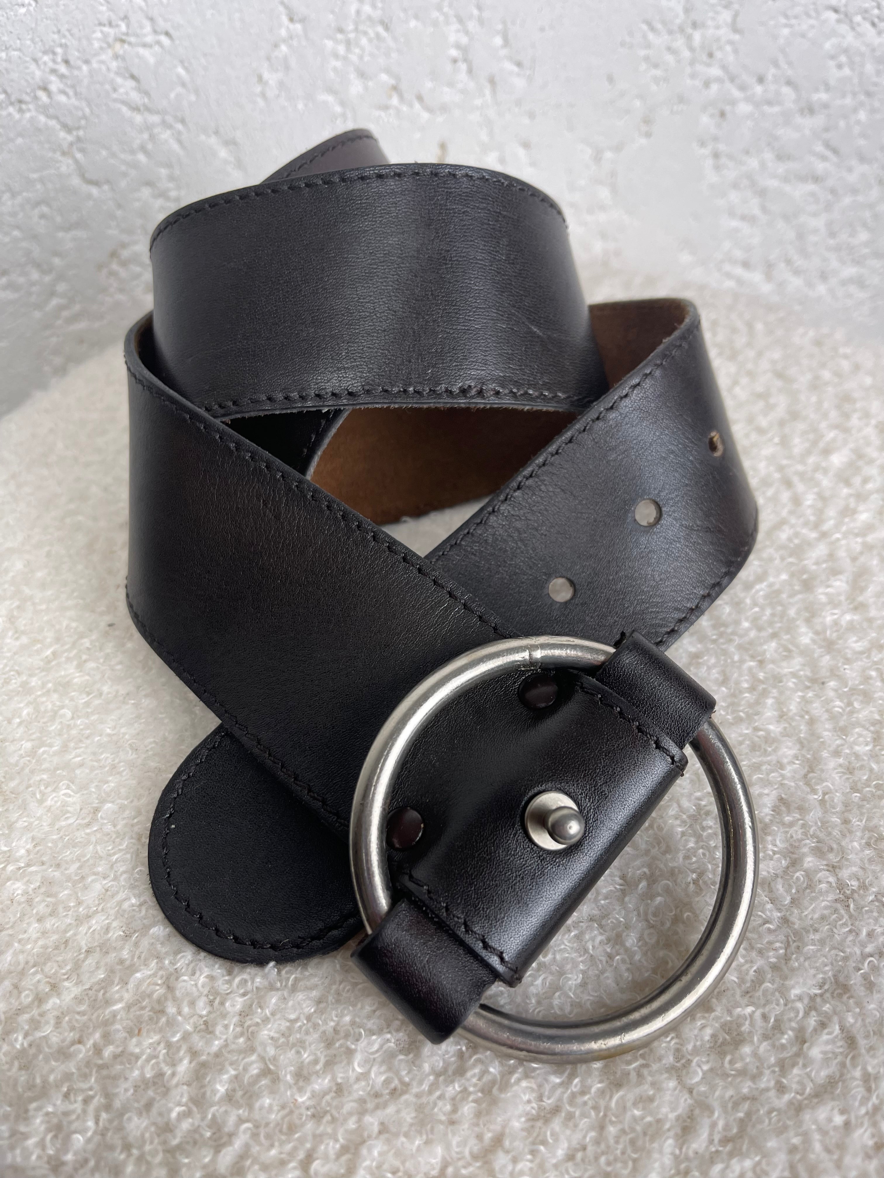 Ceinture cuir noire vintage