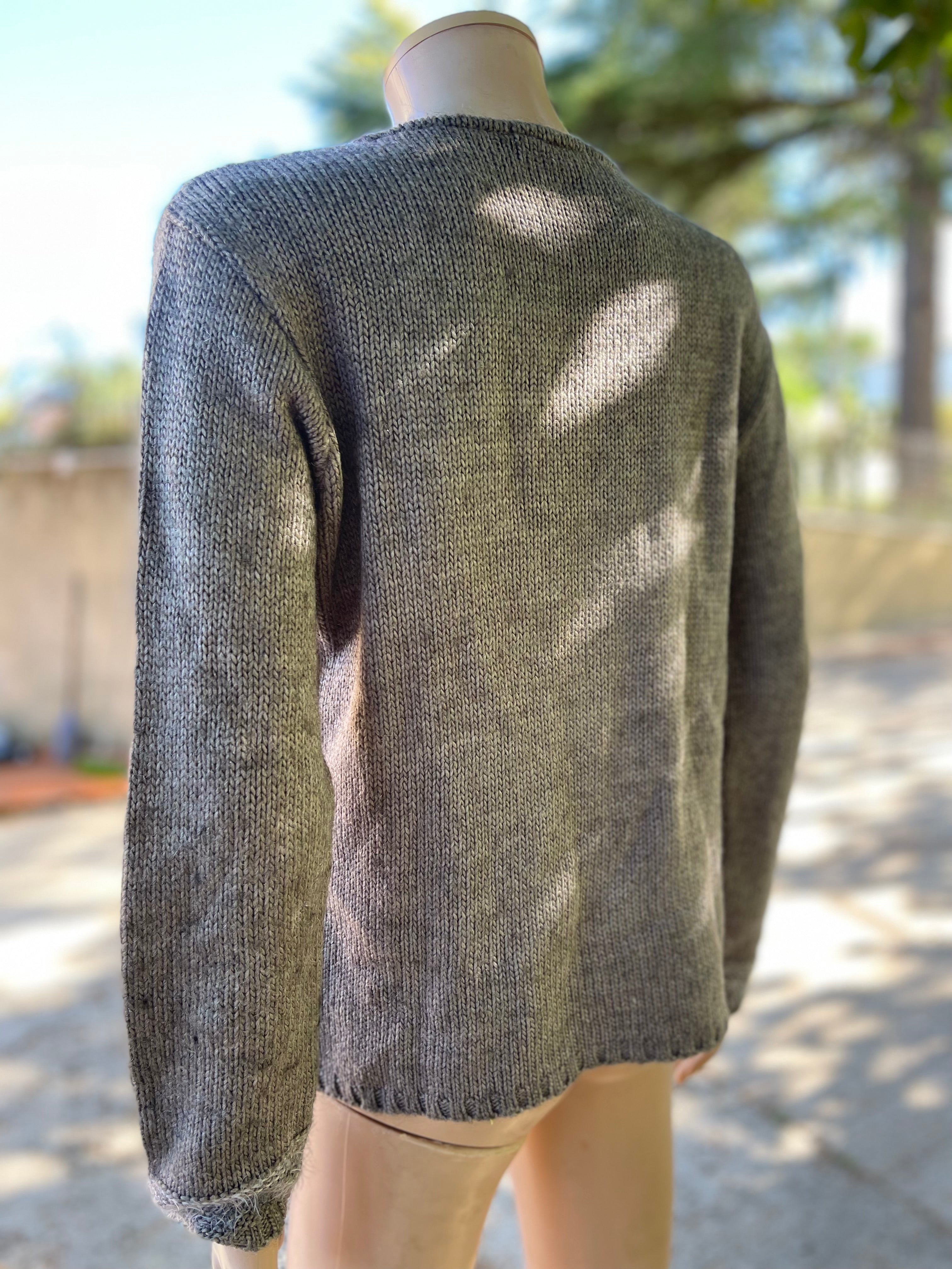 Pull Armand Thiery gris taupe rayé blanc – Taille 38