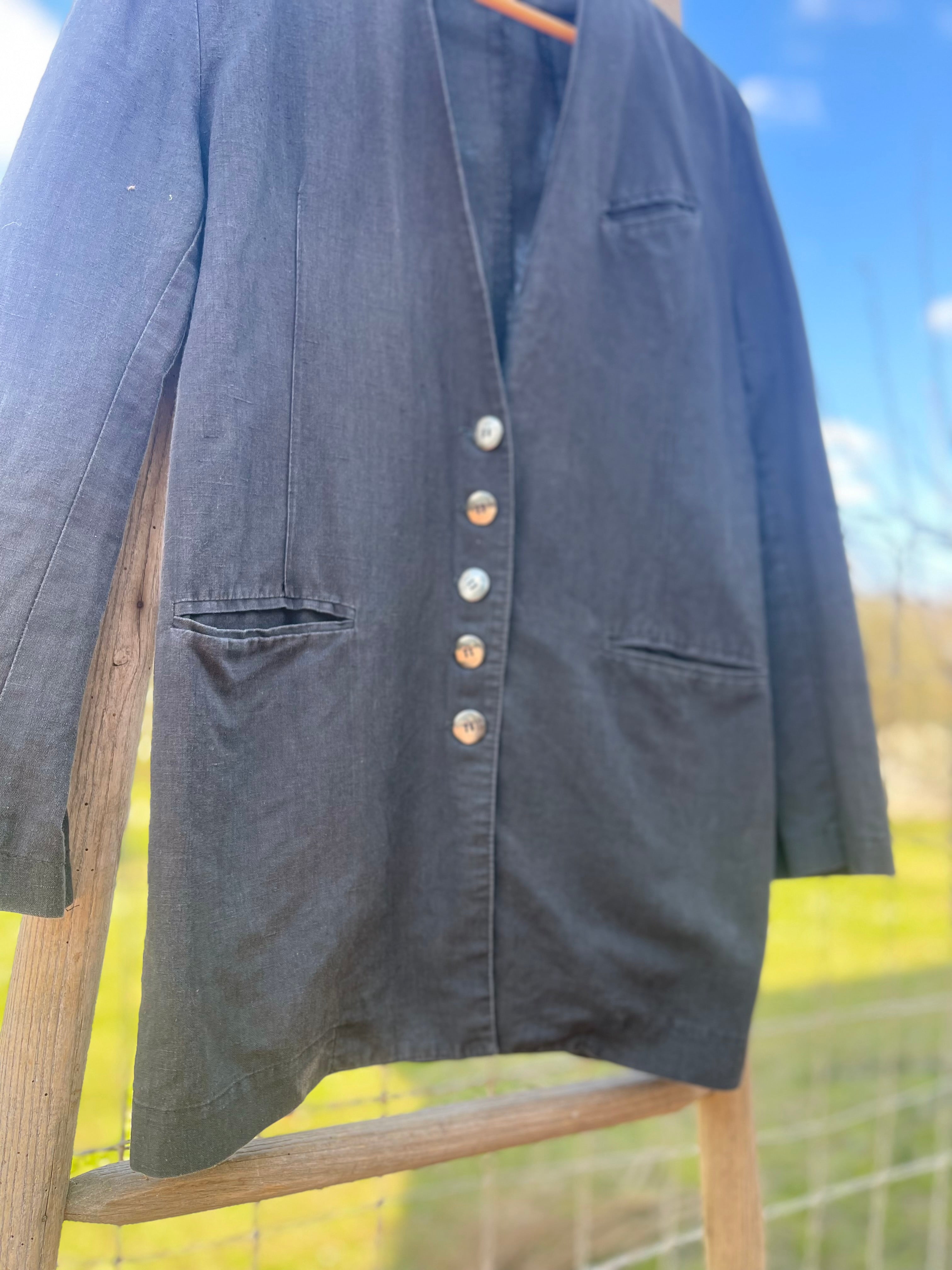 Veste vintage en lin noir – La City Paris