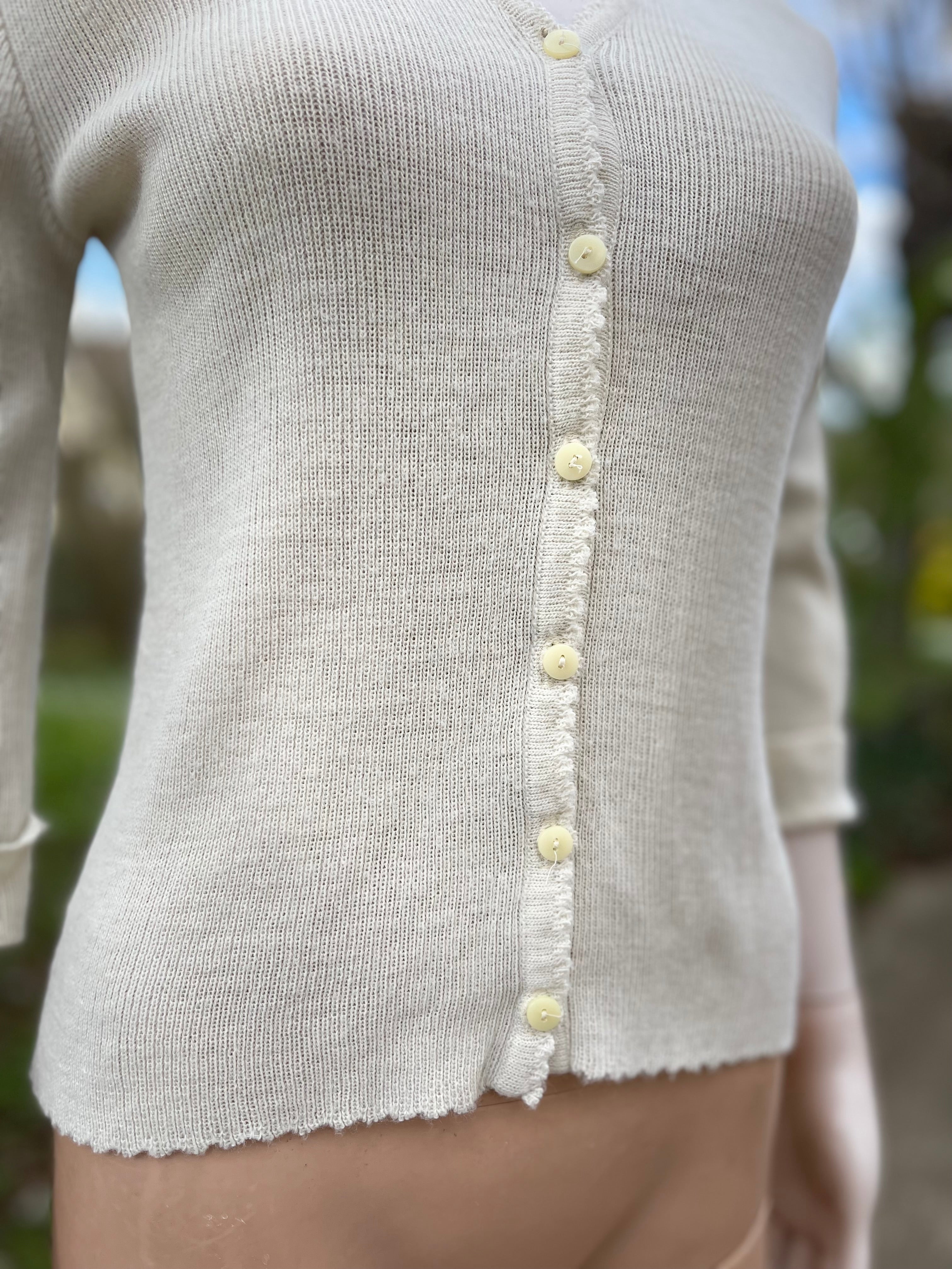 Cardigan vintage crème manches 3/4 taille 36