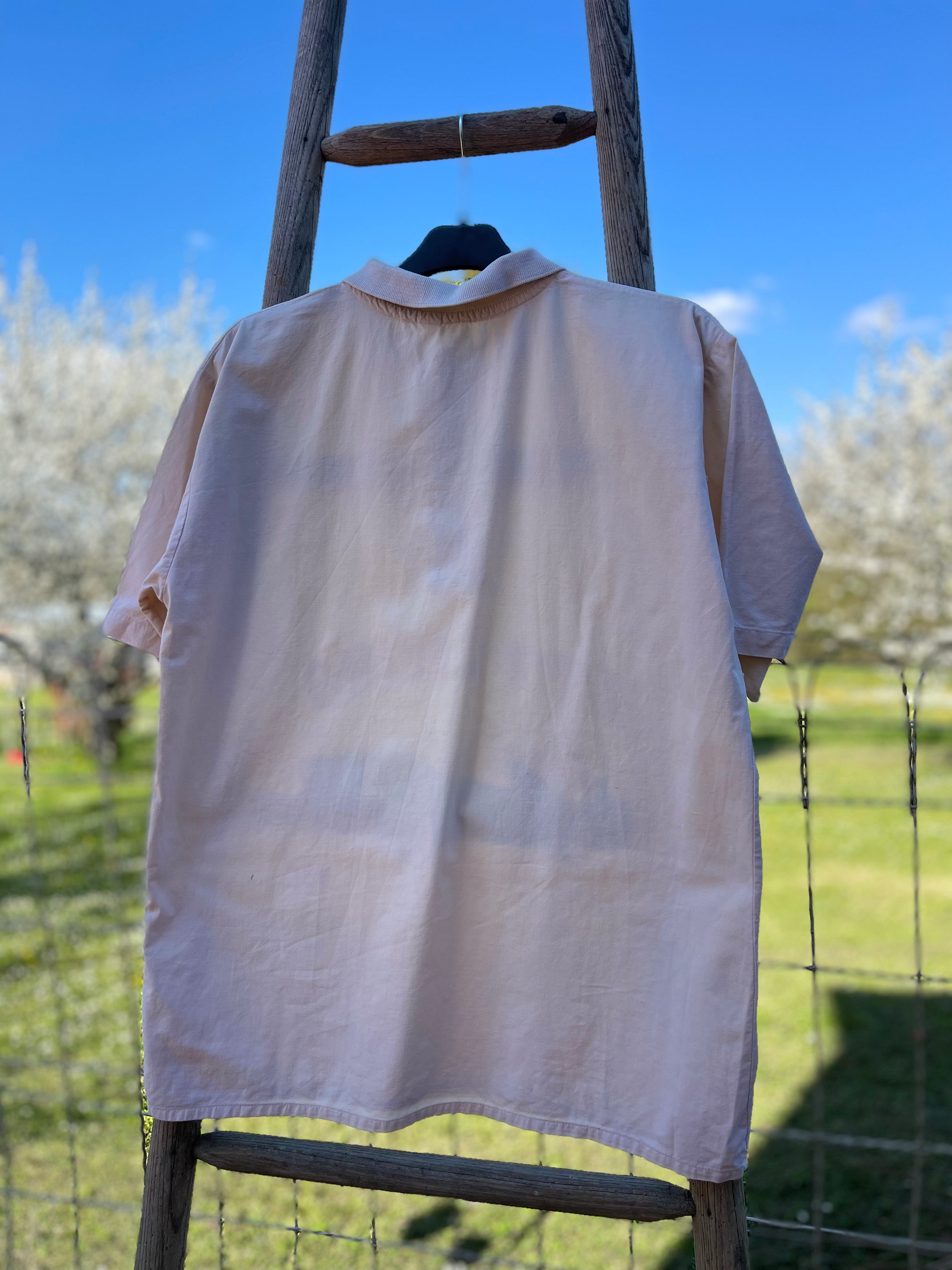 Polo vintage abricot imprimé rétro – Made in France