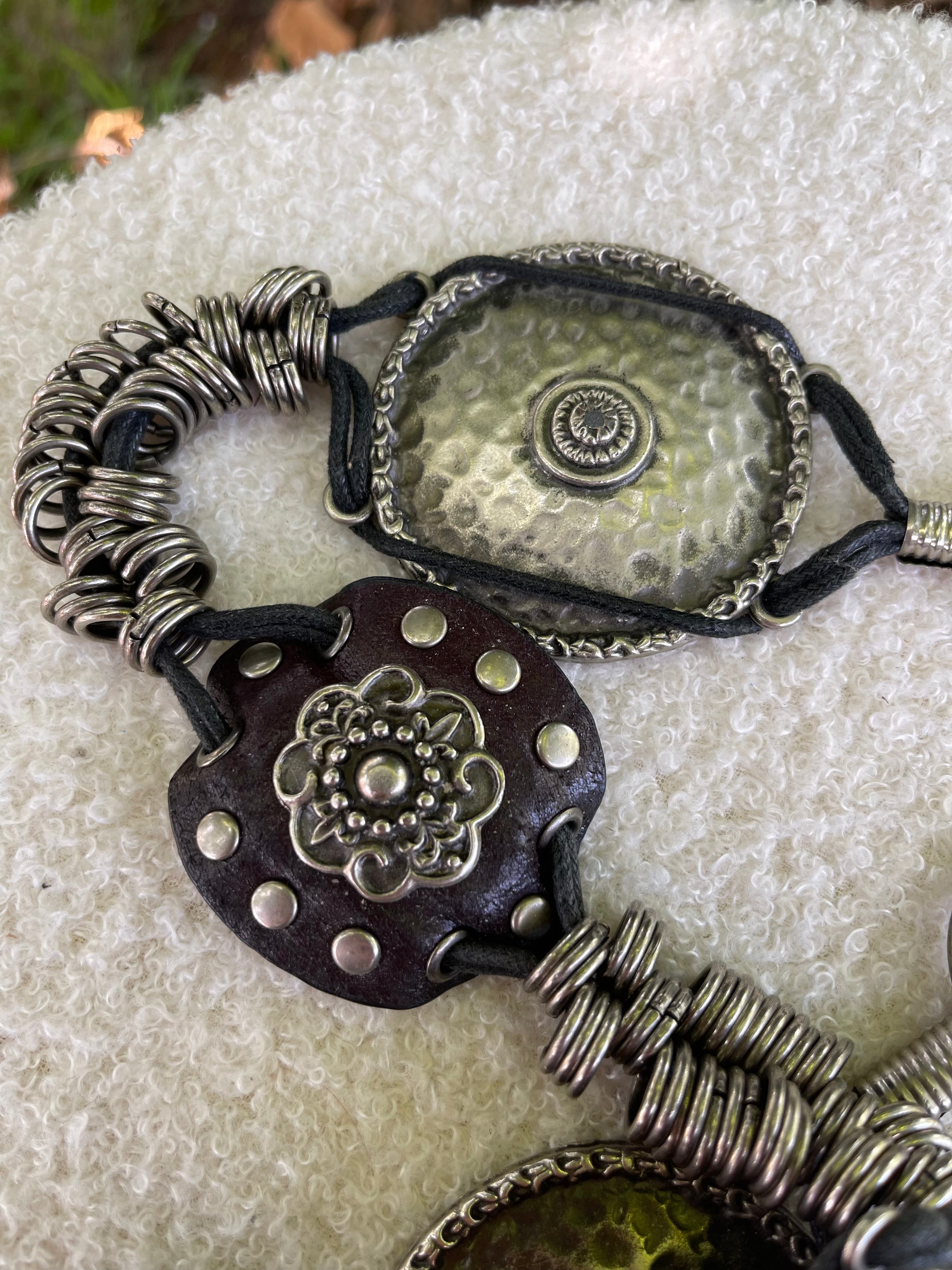 Ceinture cuir métal martelé