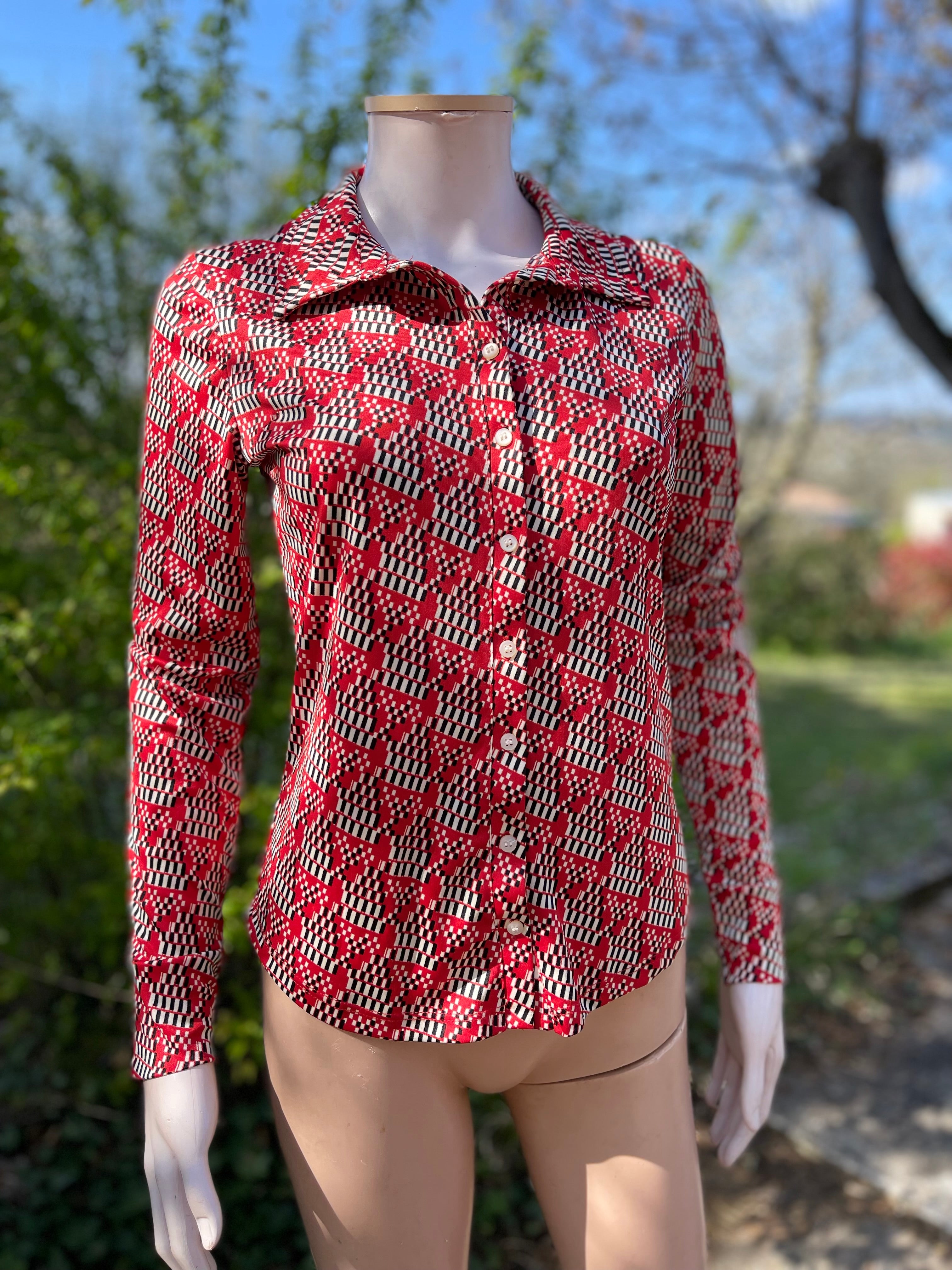 Chemise vintage cintrée motif graphique – 34/36