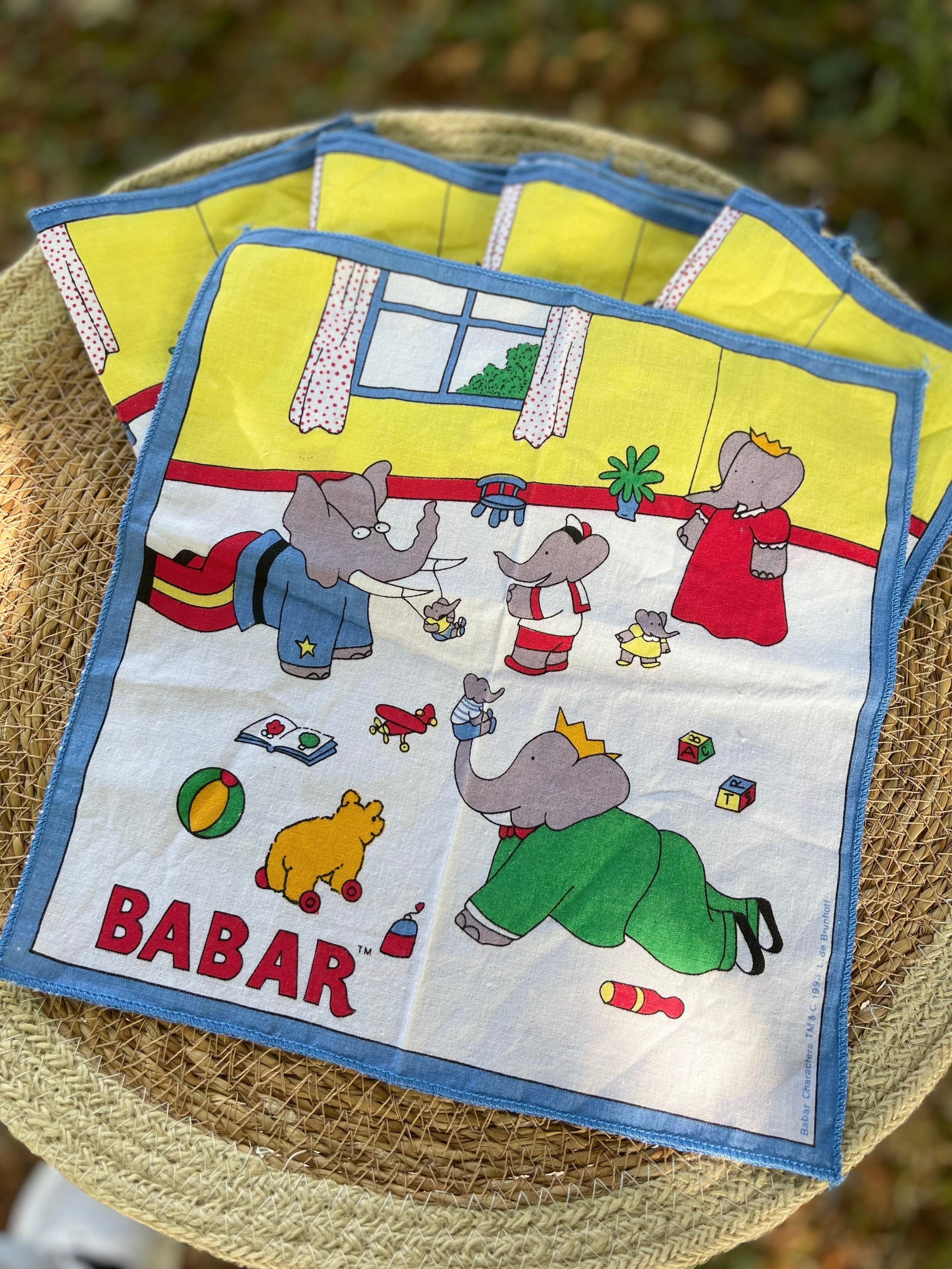 Lot de 5 mouchoirs Babar 1993
