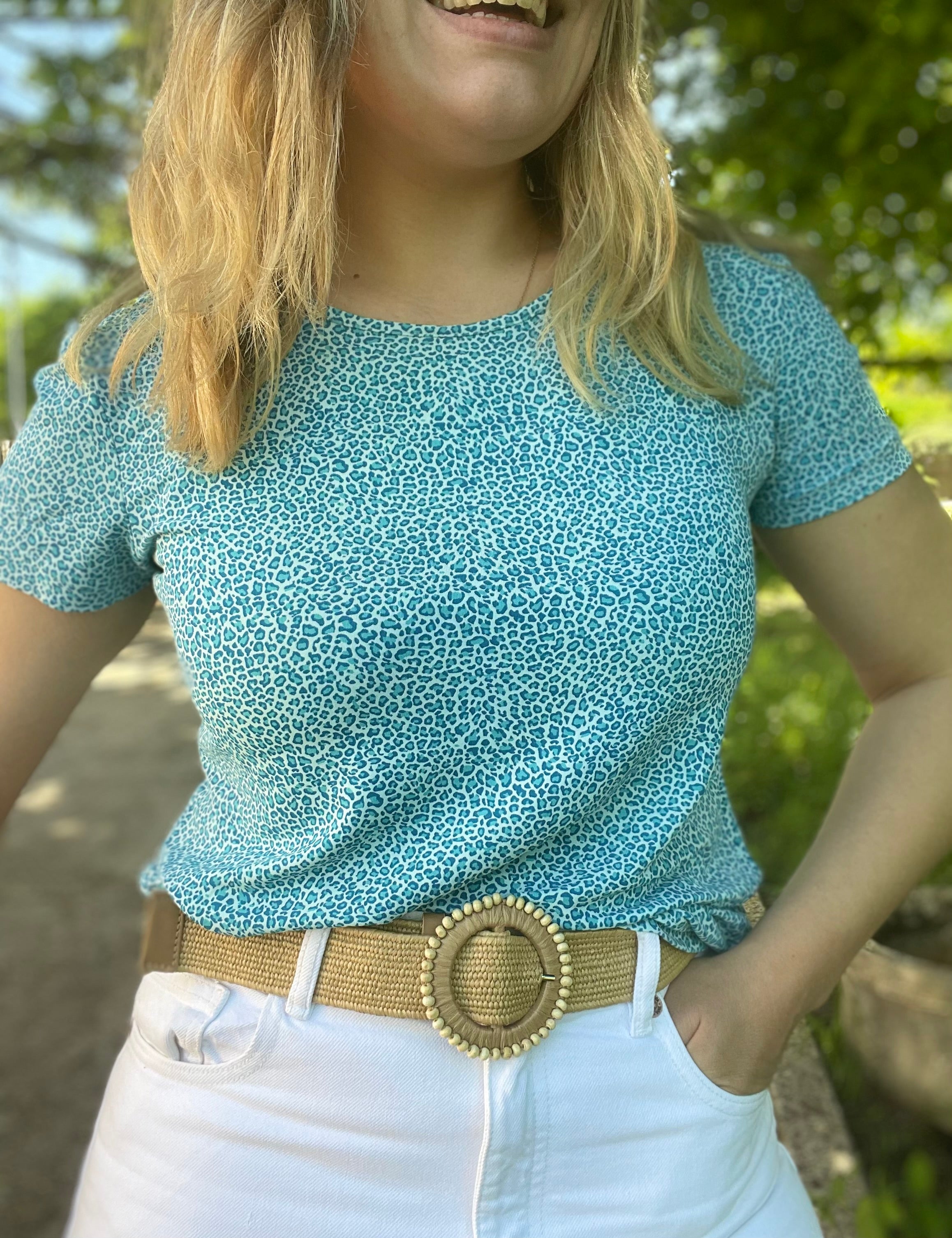 Teeshirt léopard turquoise
