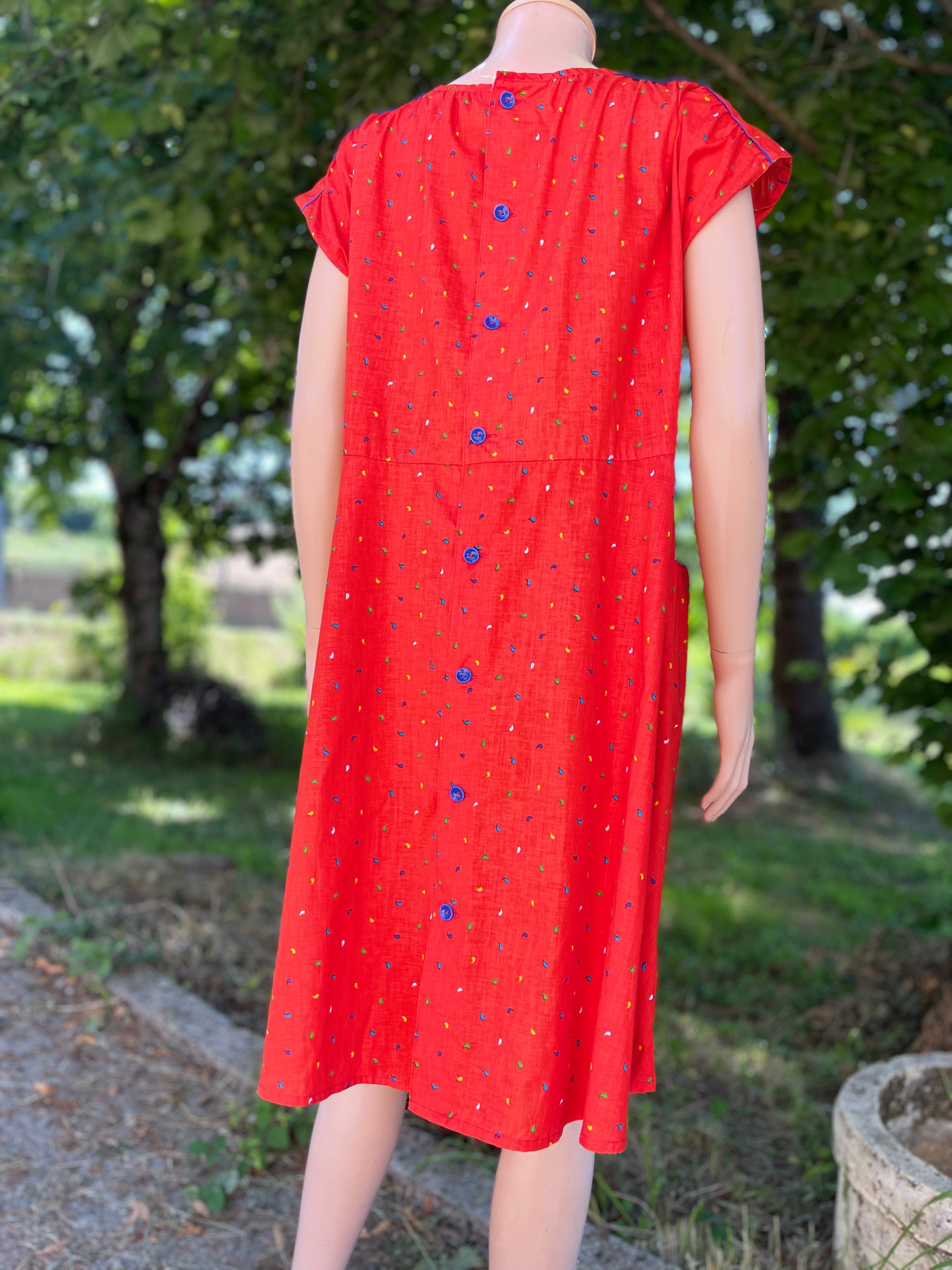 Robe vintage rouge vif 44-46