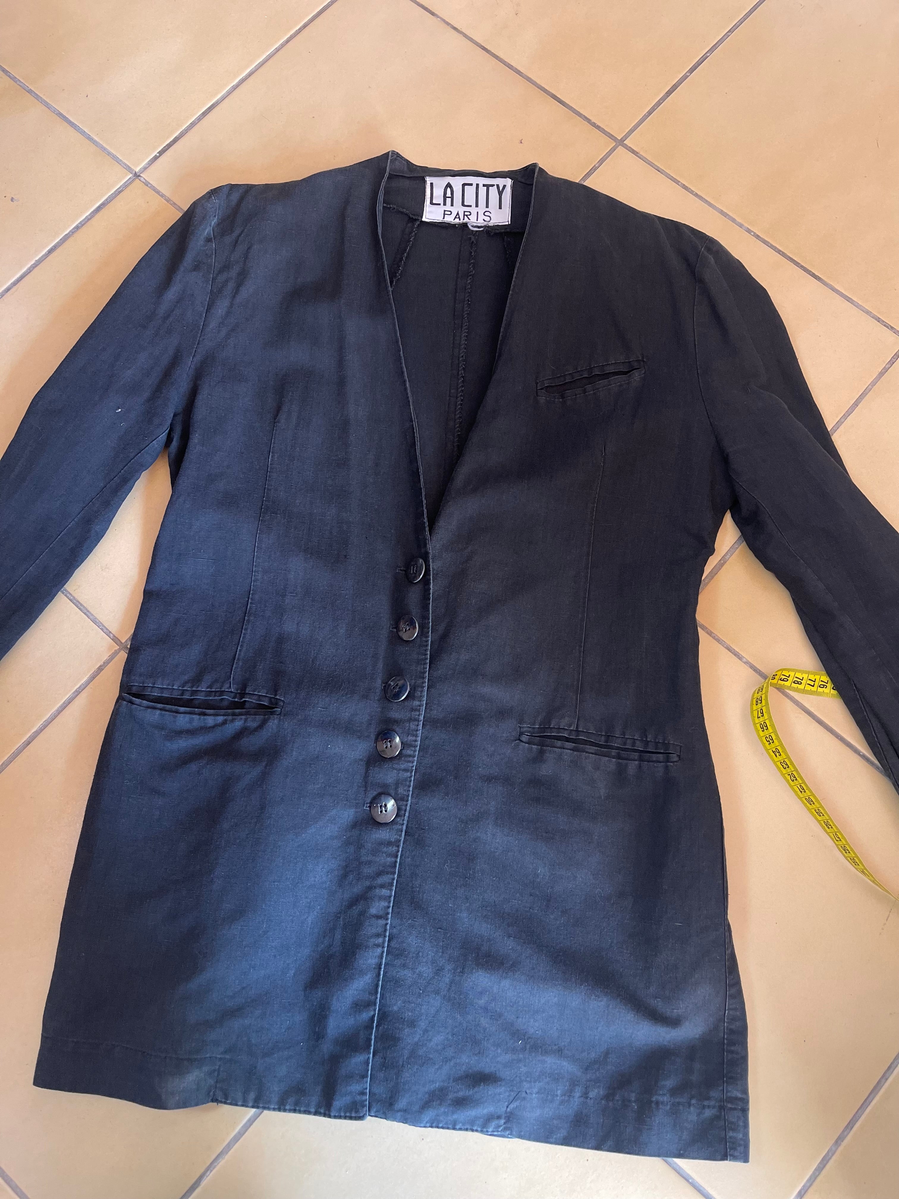 Veste vintage en lin noir – La City Paris