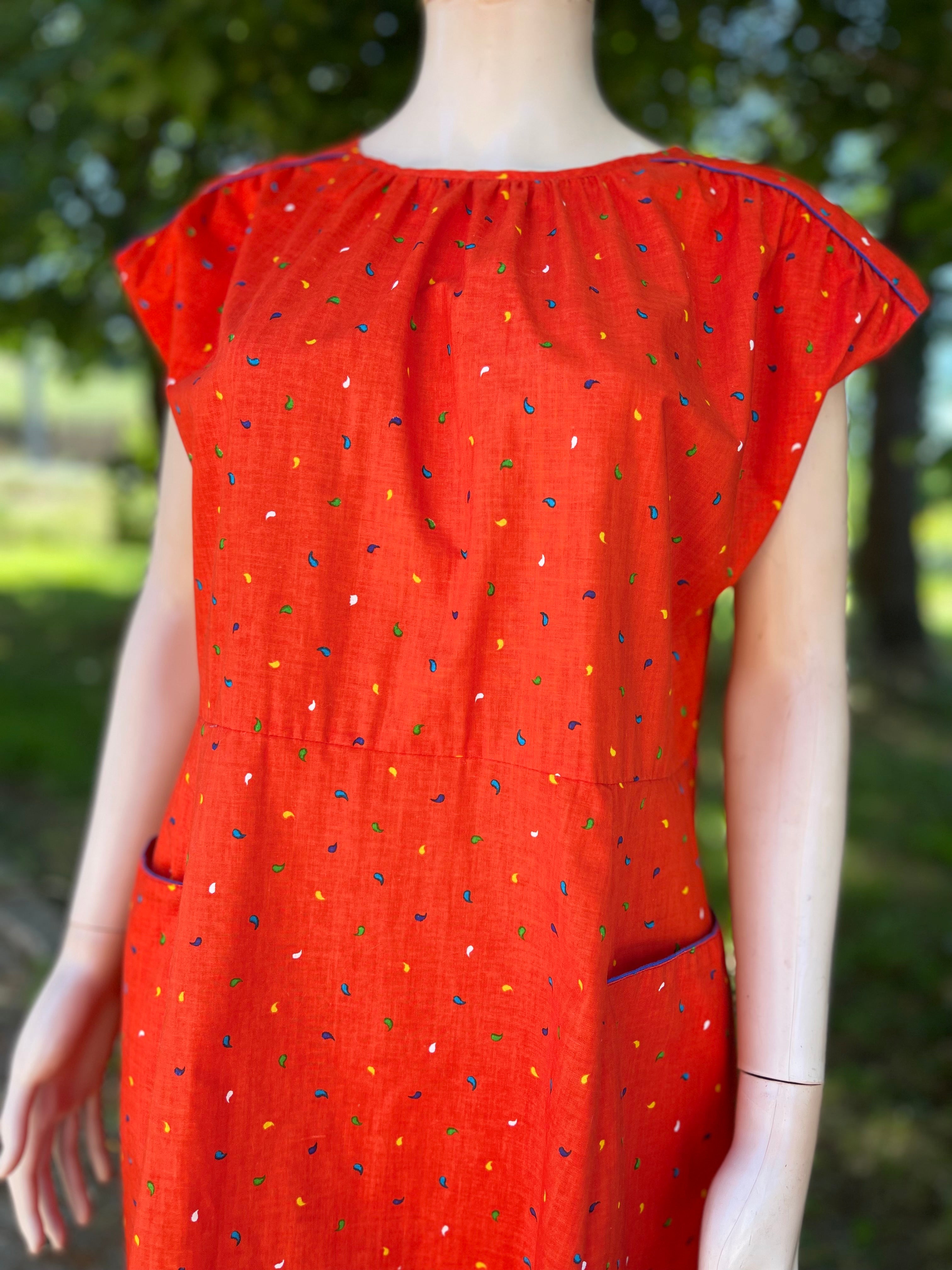 Robe vintage rouge vif 44-46