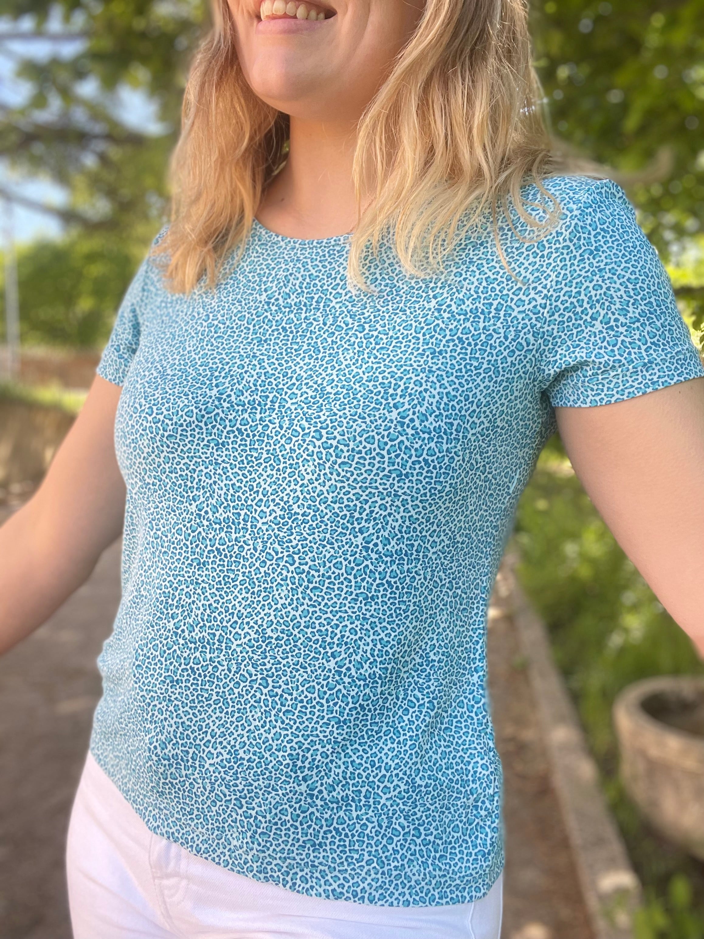 Teeshirt léopard turquoise