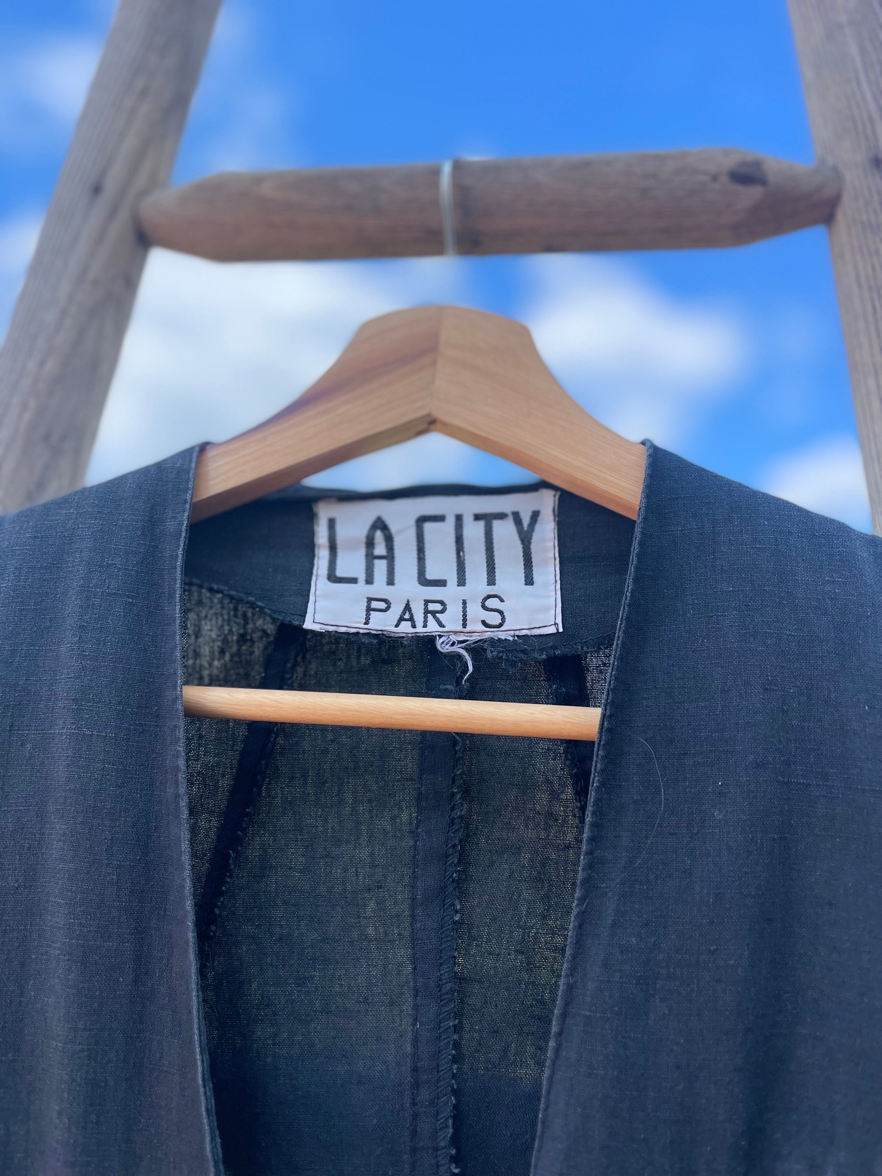 Veste vintage en lin noir – La City Paris