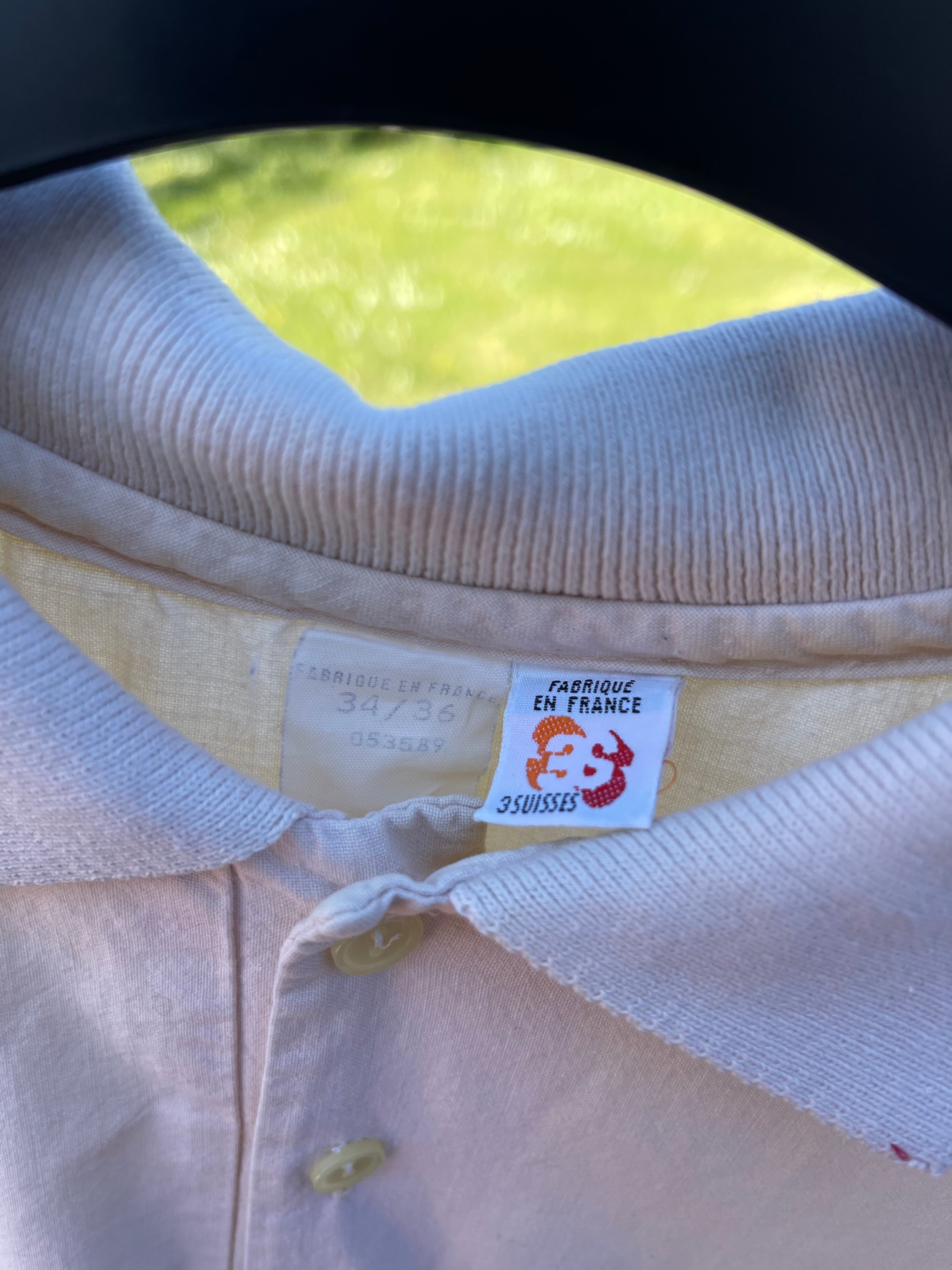 Polo vintage abricot imprimé rétro – Made in France