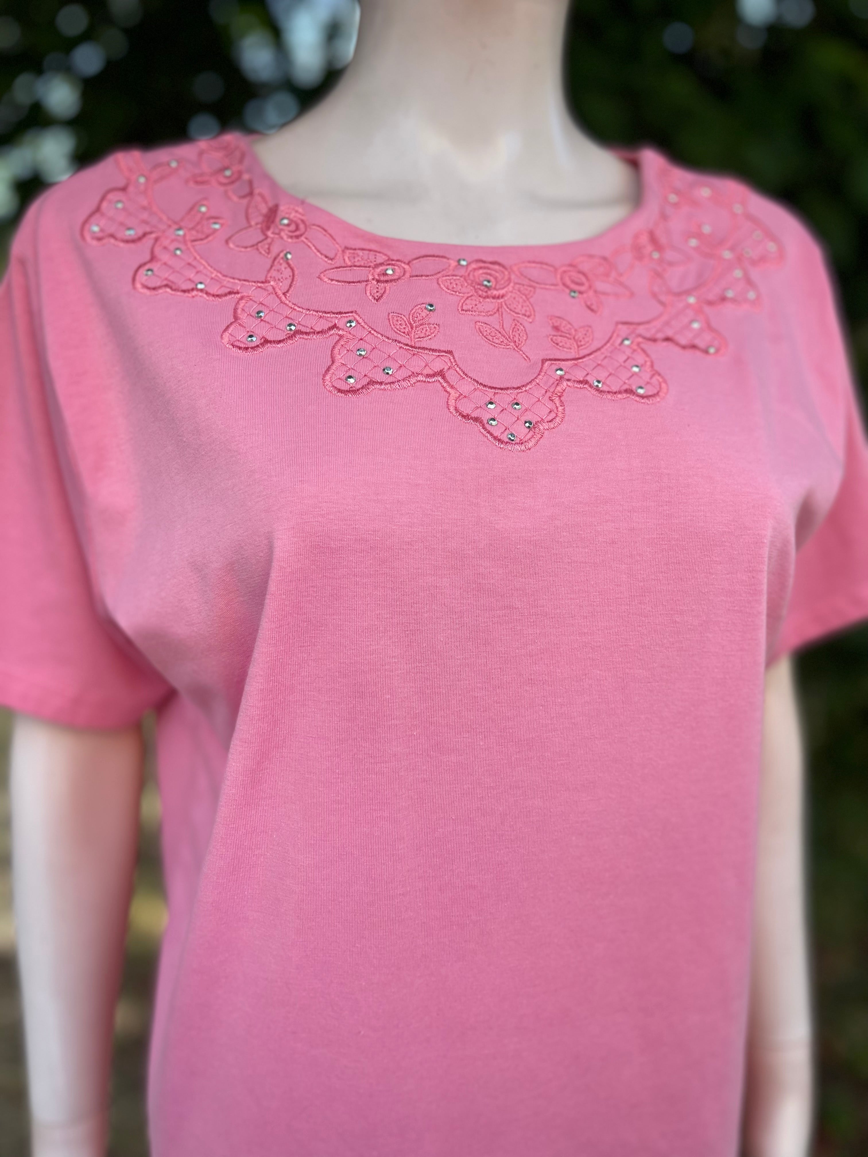 Teeshirt brodé rose 40-42