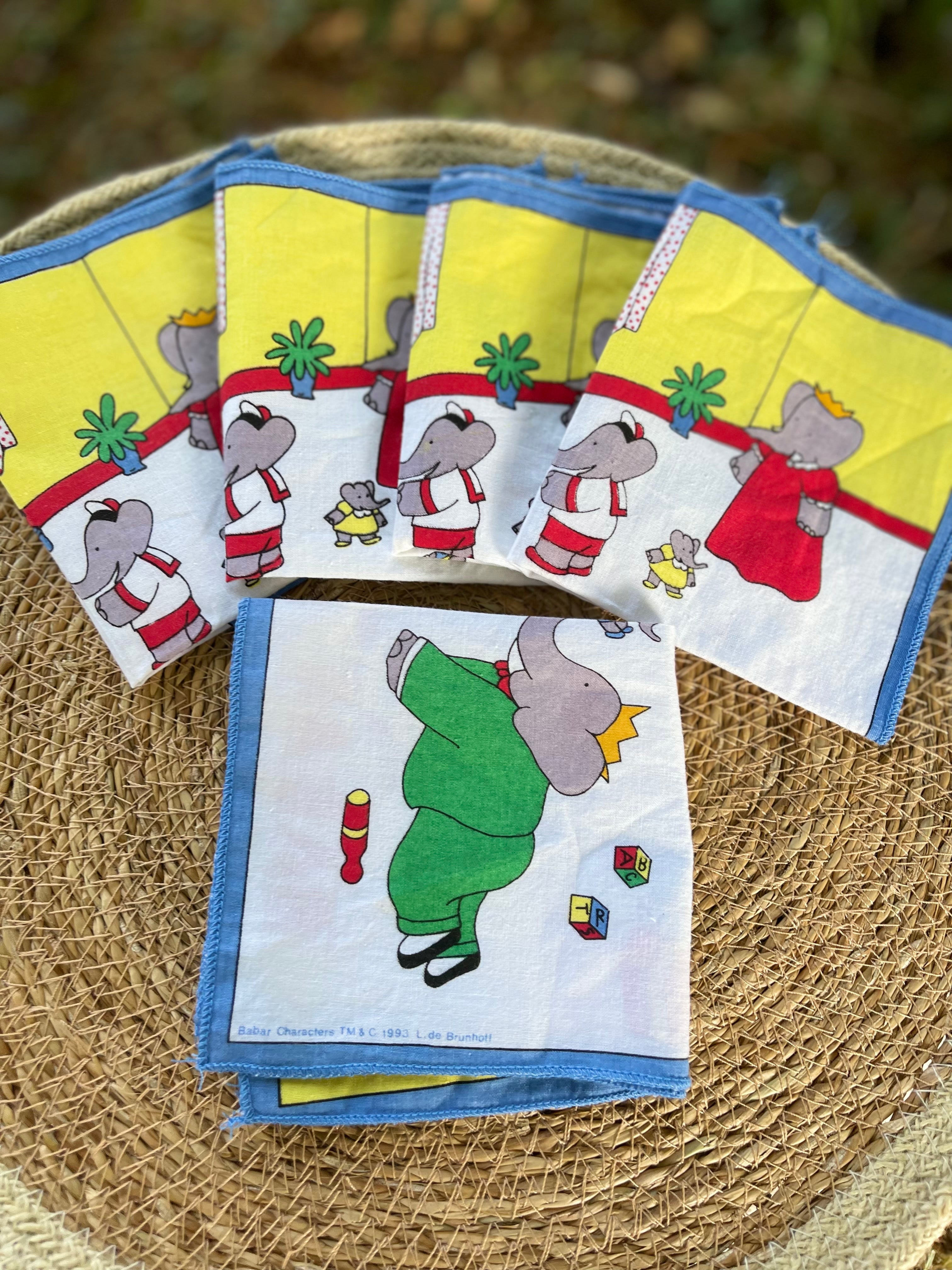 Lot de 5 mouchoirs Babar 1993