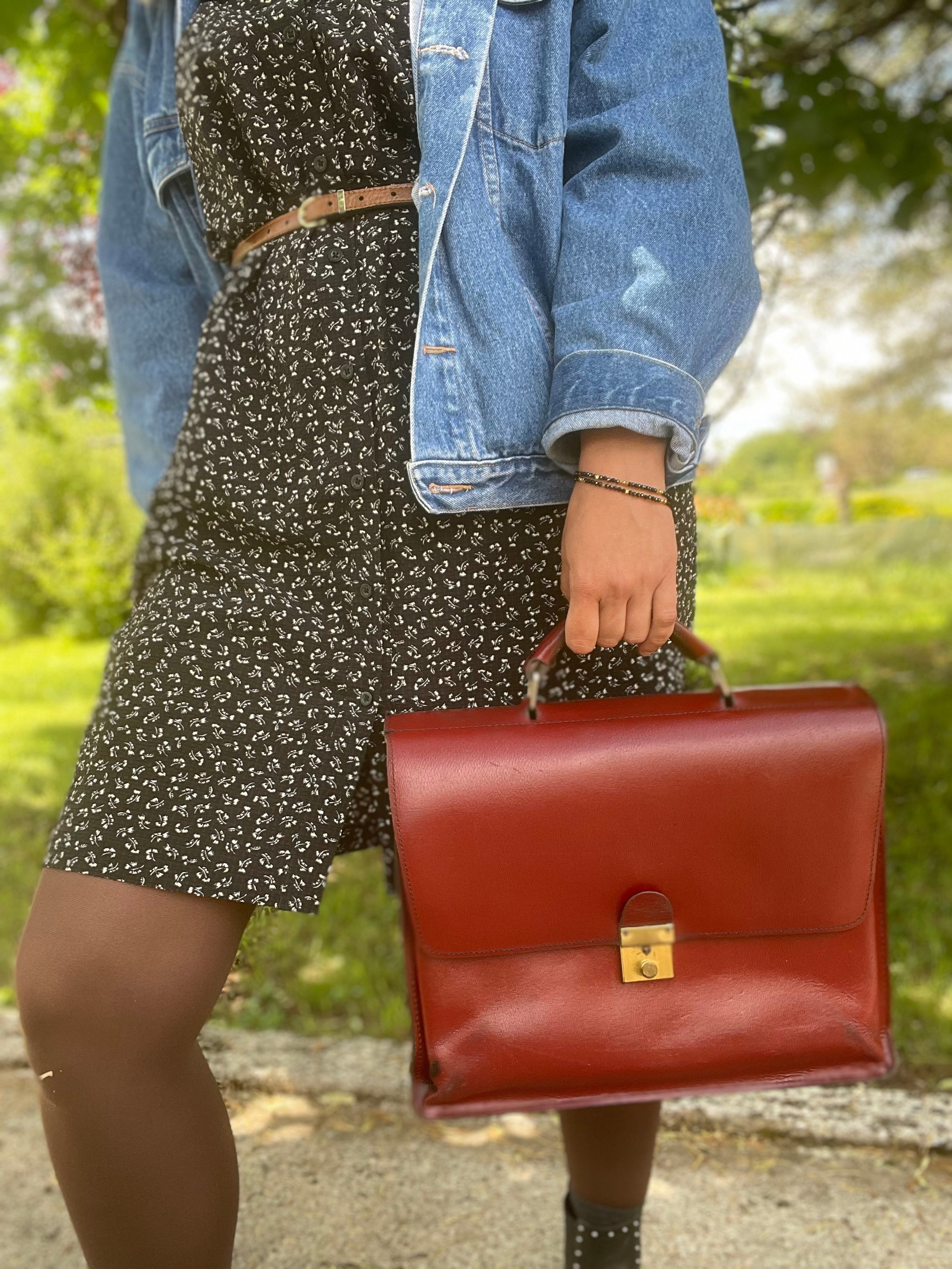 Sac cartable vintage en cuir