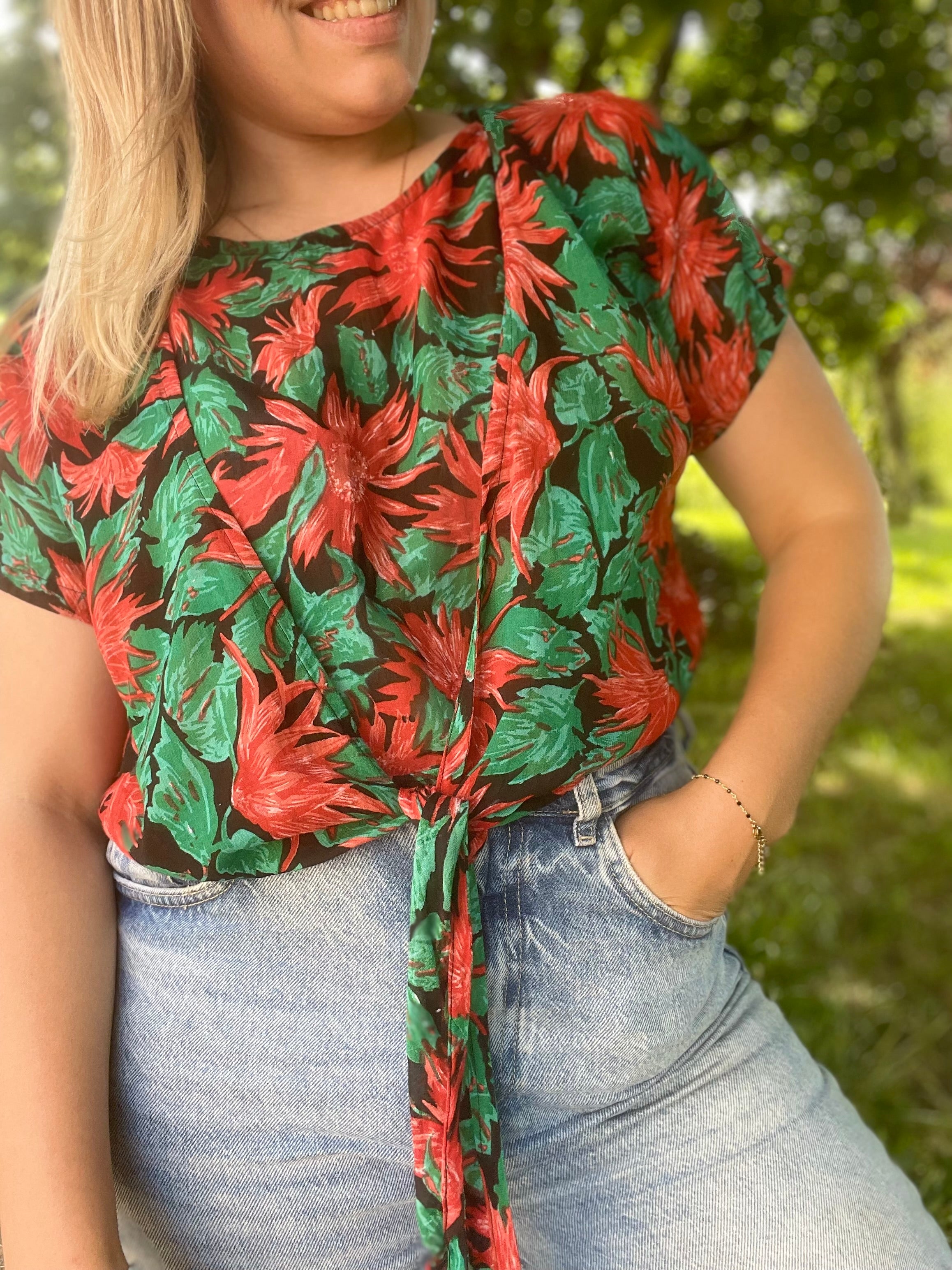 Blouse fluide vintage tropical 38