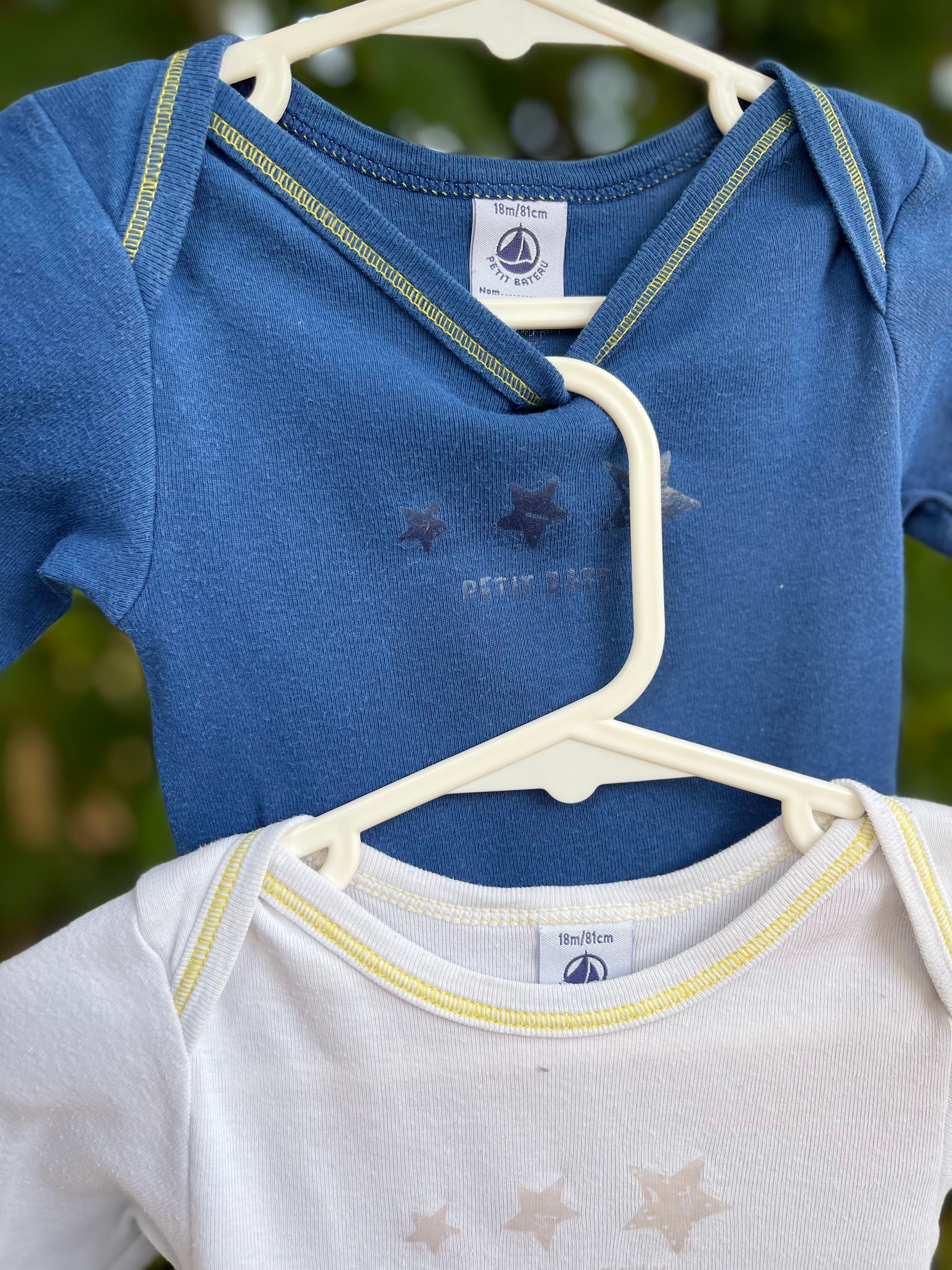 Lot de deux bodies petit bateau 18 mois coton